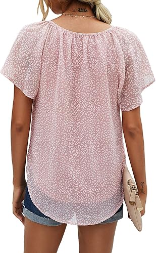 Miniatura 5 de Mansy - Blusas sueltas de verano con cuello en V y estampado floral para mujer