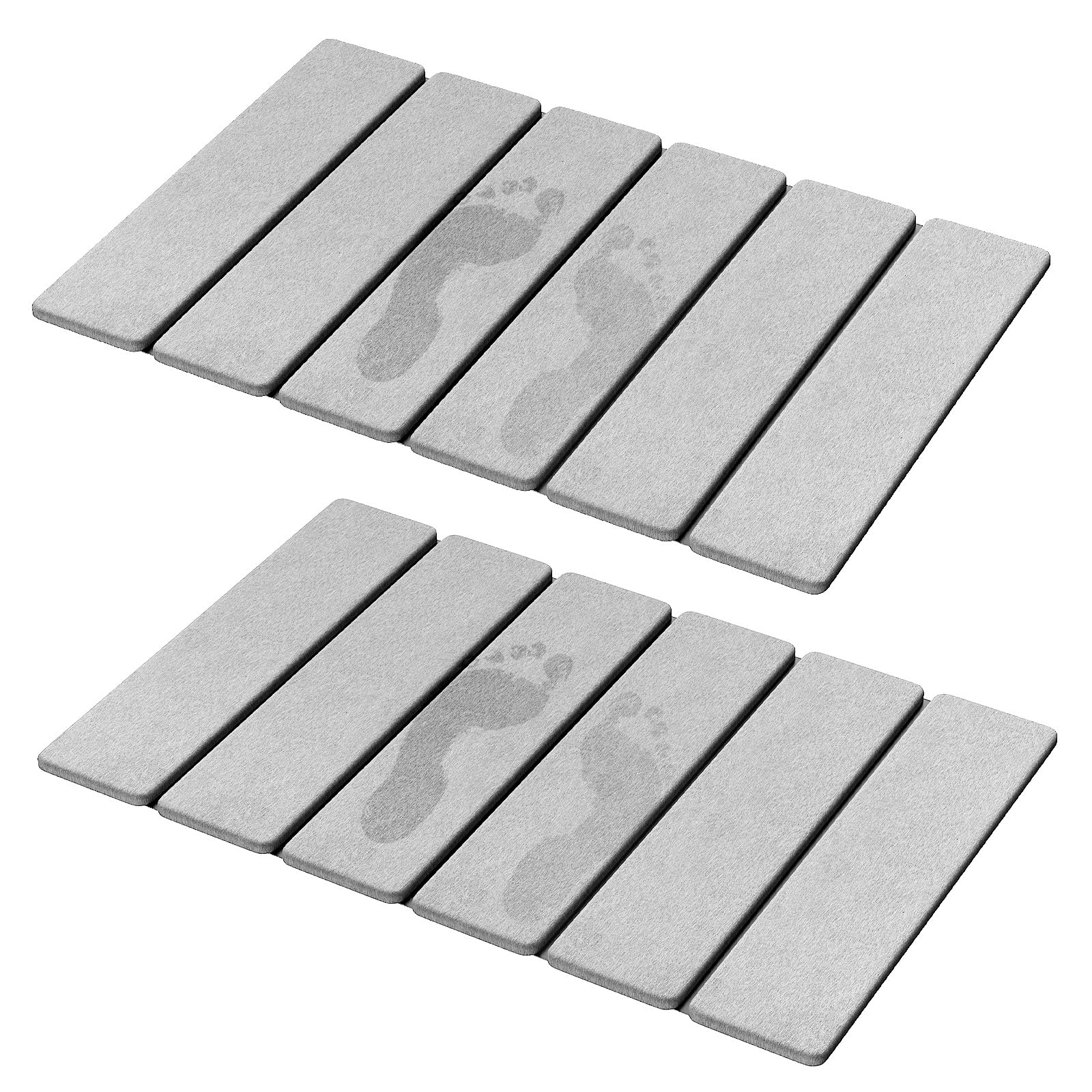 Luxspire Stone Bath Mat, Stone Mat Bathroom Foldable 24x16in 2PC,Light Gray