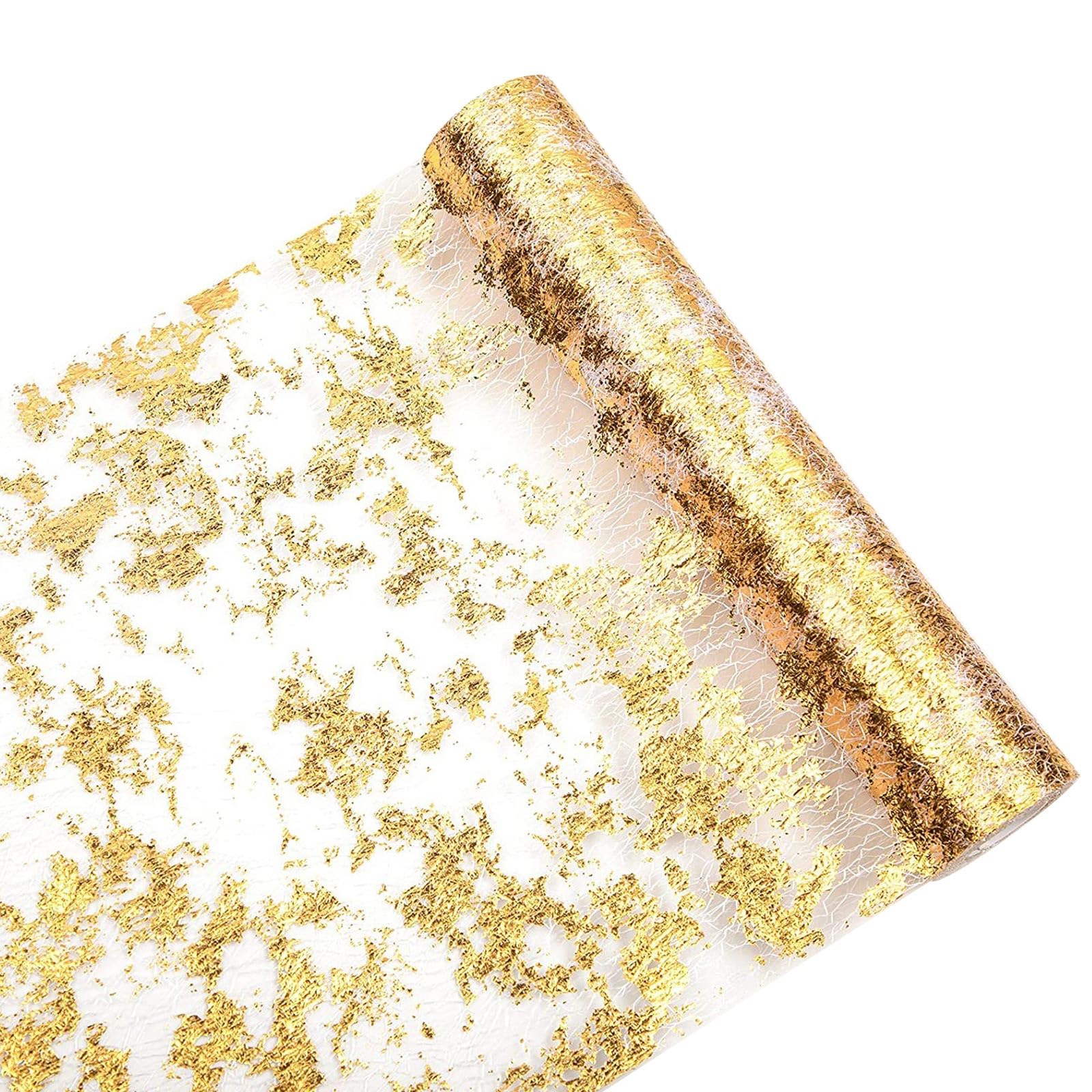 Tsophreniq Tablecloth 10m Long Decorative Fabric Table Runner Glittering Golden Color Unique Table Ribbon with Coating