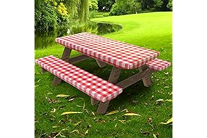 UMINEUX Picnic Table Cover With Bench Covers Fitted Table Clothes
