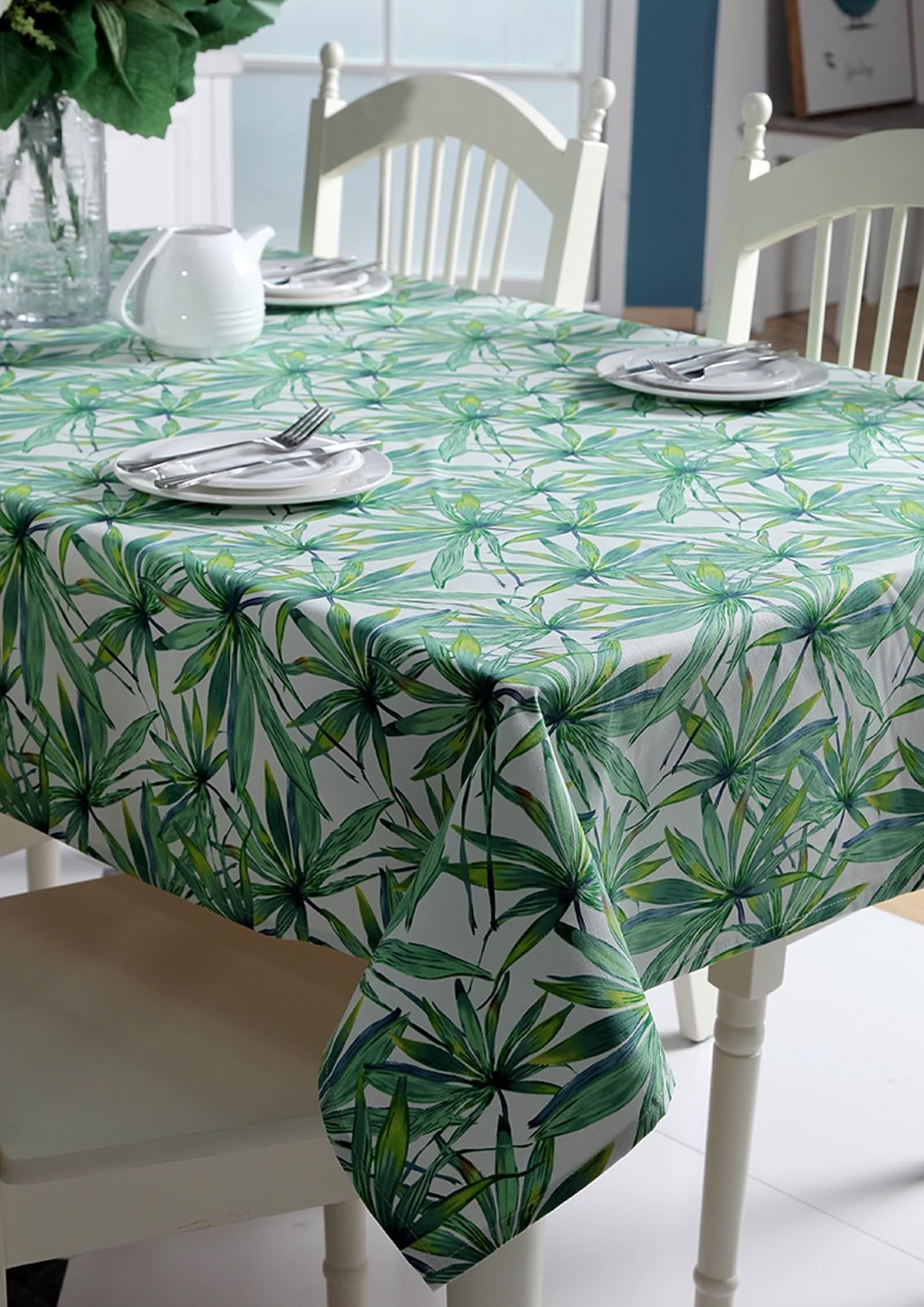 Tovaglia Cotone 140X180, Tovaglia Cucina Verde Lascia Stampato Copritavolo per Compleanno Festa Matrimonio