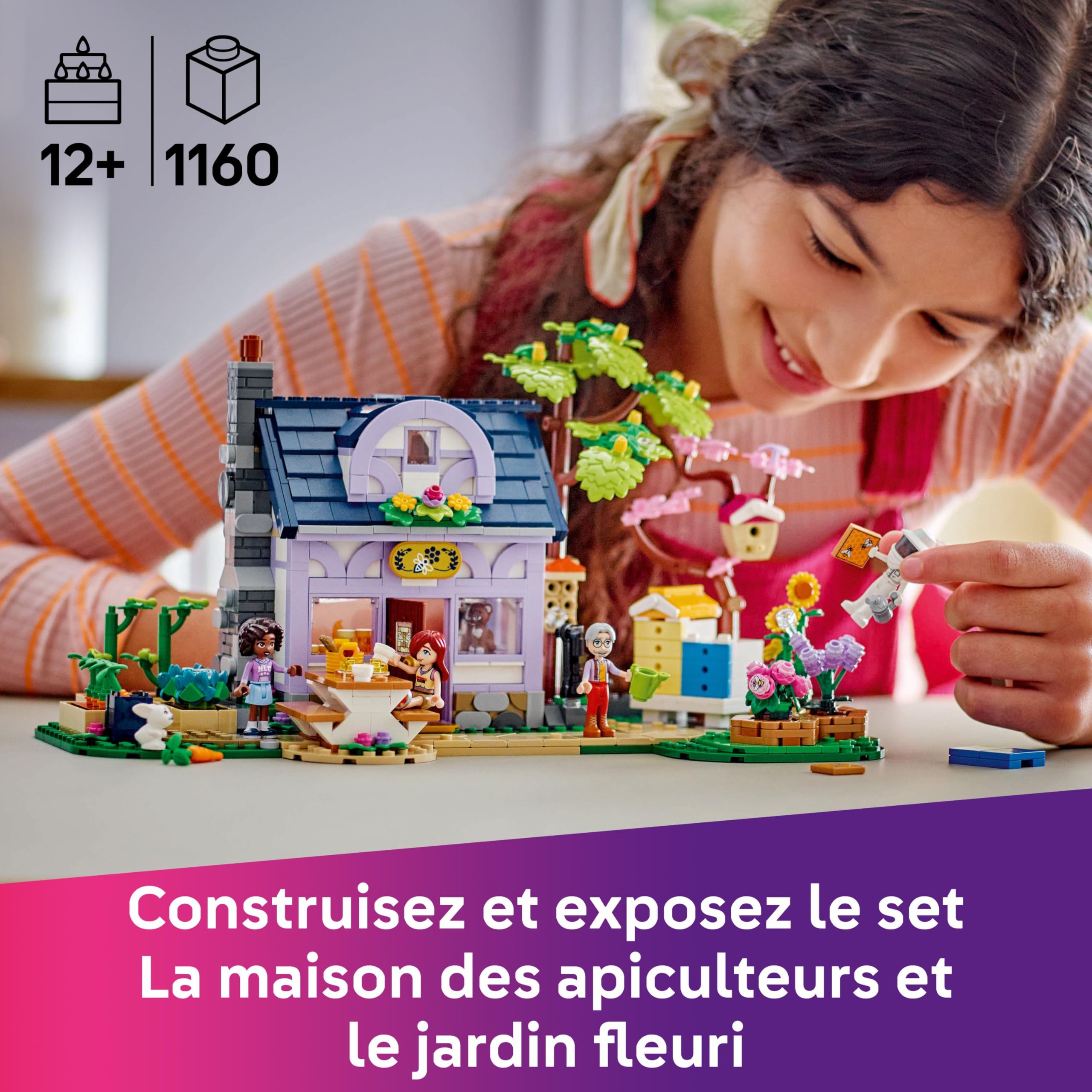 LEGO Friends La Maison des Apiculteurs et Le Jardin Fleuri - Jeu de Construction Créatif - 4 Mini-Poupées & Figurines d'animaux : Chat & Lapin - Accessoires - Cadeau pour Fille & Ado dès 12 Ans 42669