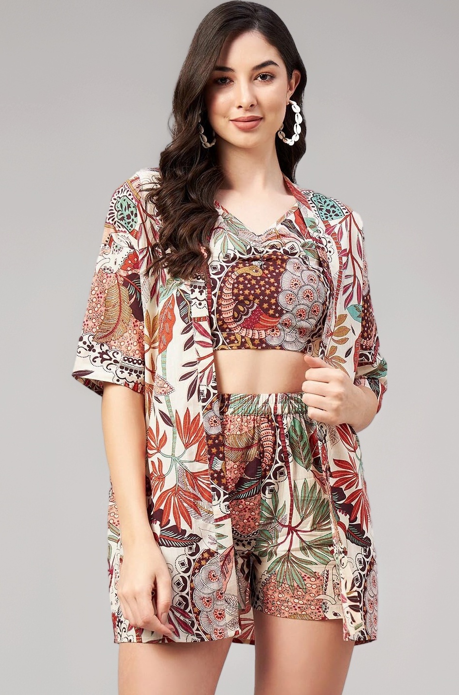 Woman Stylish Co-ord Set || Trendy Korean Summer Travel Outfit || Girls Pajama Set For Beach & Holiday Look