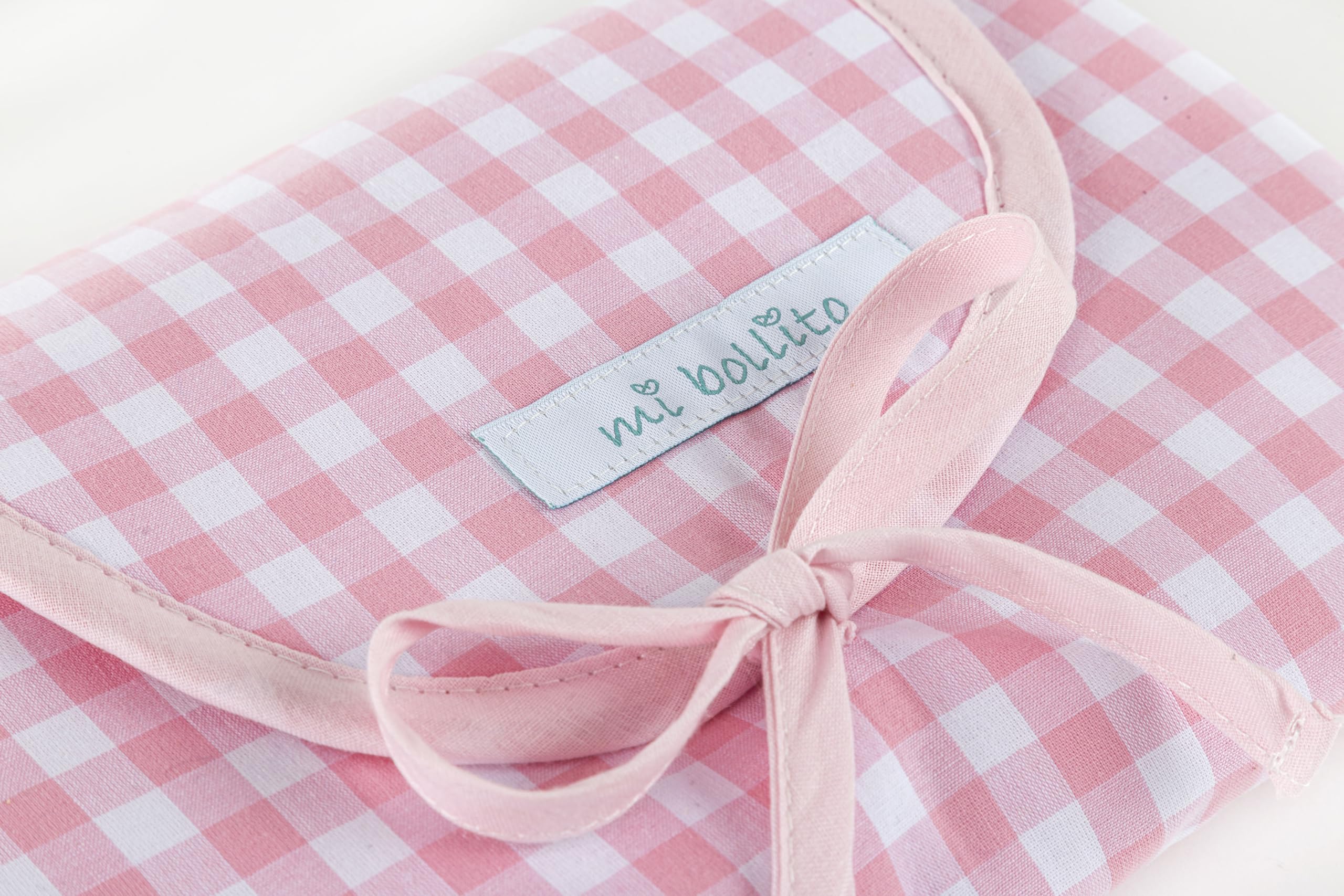 Mi Bollito Portable Gingham Fabric Baby Changing Mat, Pink - Image 2