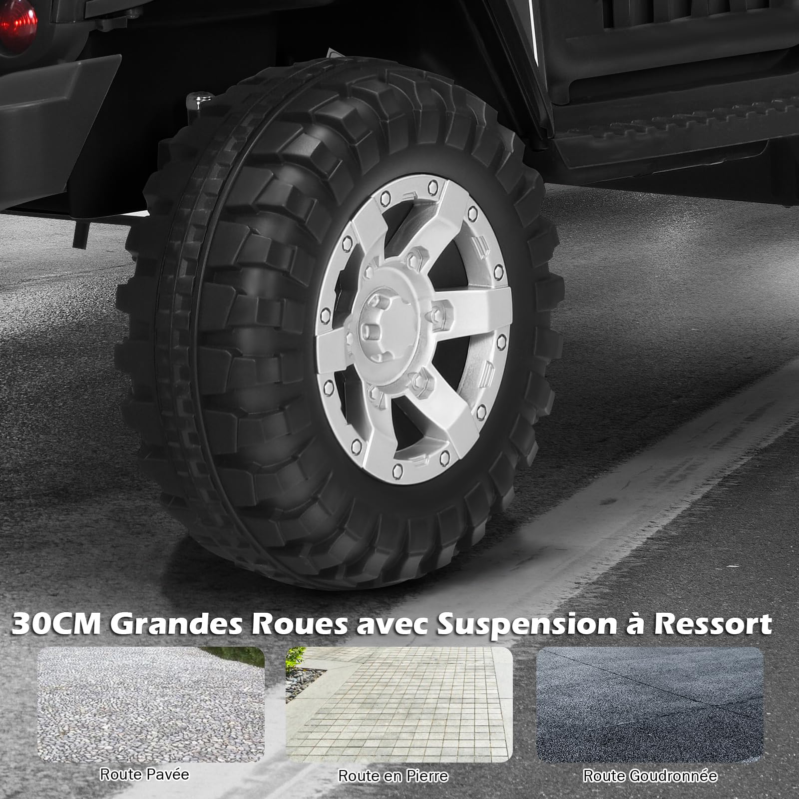COSTWAY 12V Voiture Électrique Enfant avec Télécommande 2,4G, Véhicule Électrique avec Lumières LED & Musique & Klaxon, Démarrage Lent, 3 Vitesses, Charge 50kg pour Enfant de 3 Ans+ (Noir)
