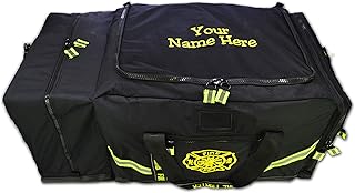 Lightning X Customizable Premium 3XL Firefighter Step-in Turnout Fire Gear Bag w/Embroidered Name - BLACK