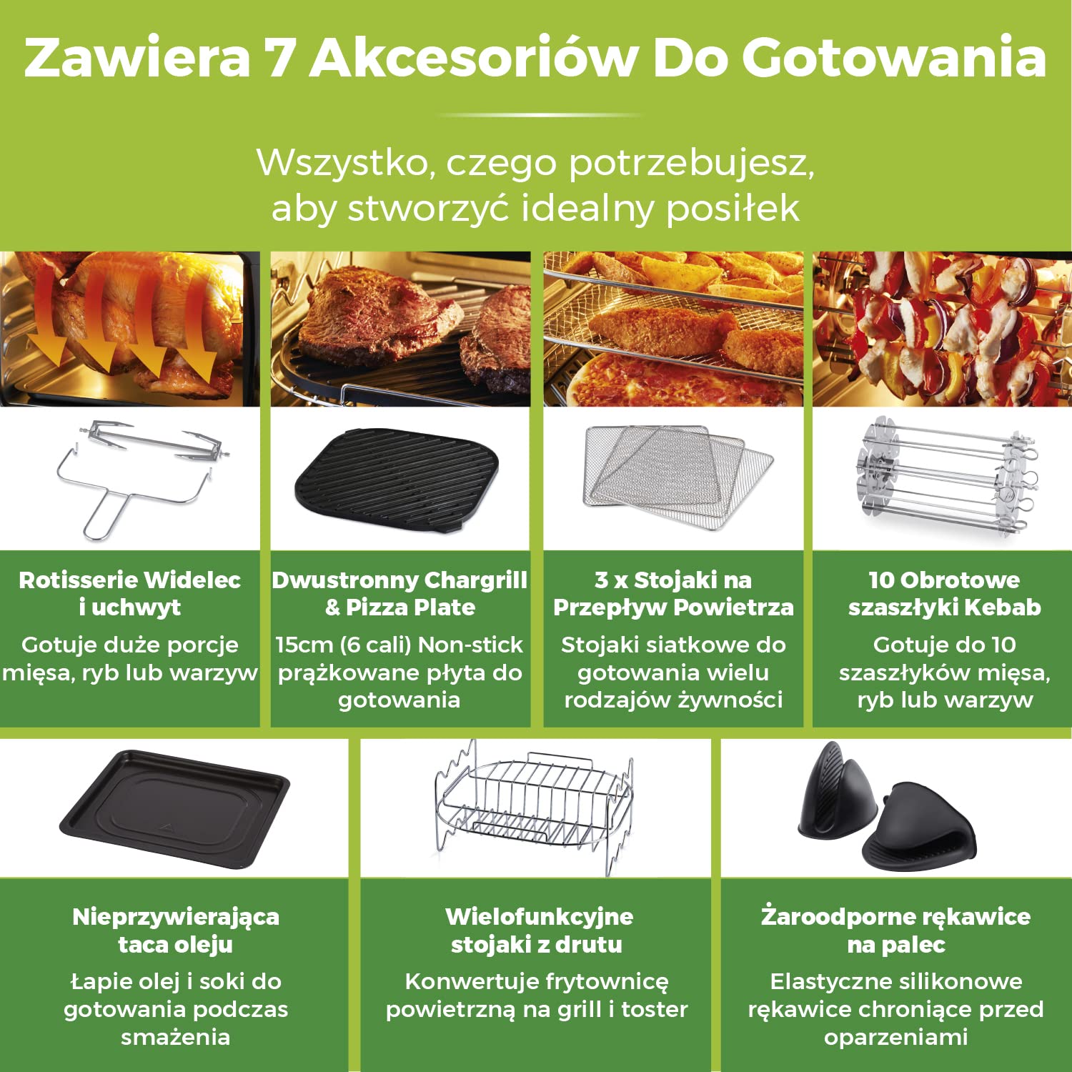Tower Xpress Pro Kombinacja T17076 Vortx 10-in-1 Cyfrowy Air Frytkownica Piekarnik z Rapid Air Obieg, 60-Minuta Timer, 11 L, 2000 W, Czarny