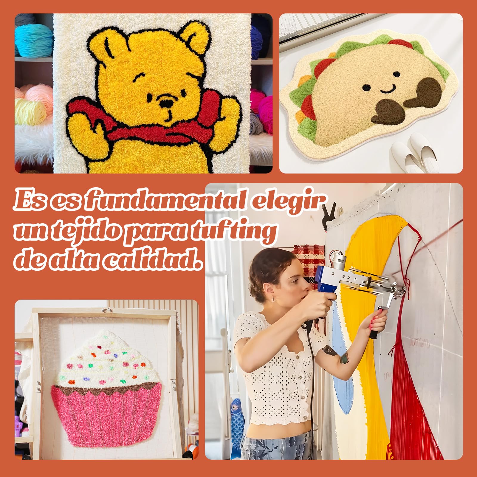 BESGEER 203 × 203cm(80 * 80in) Tufting Stoff für Tufting Guns für Handgefertigche, Primaria Tufting Tuch Monkstoff Punch Needle,Tufting Cloth with Marked Lines - Monks Cloth for Rug tufting Kit