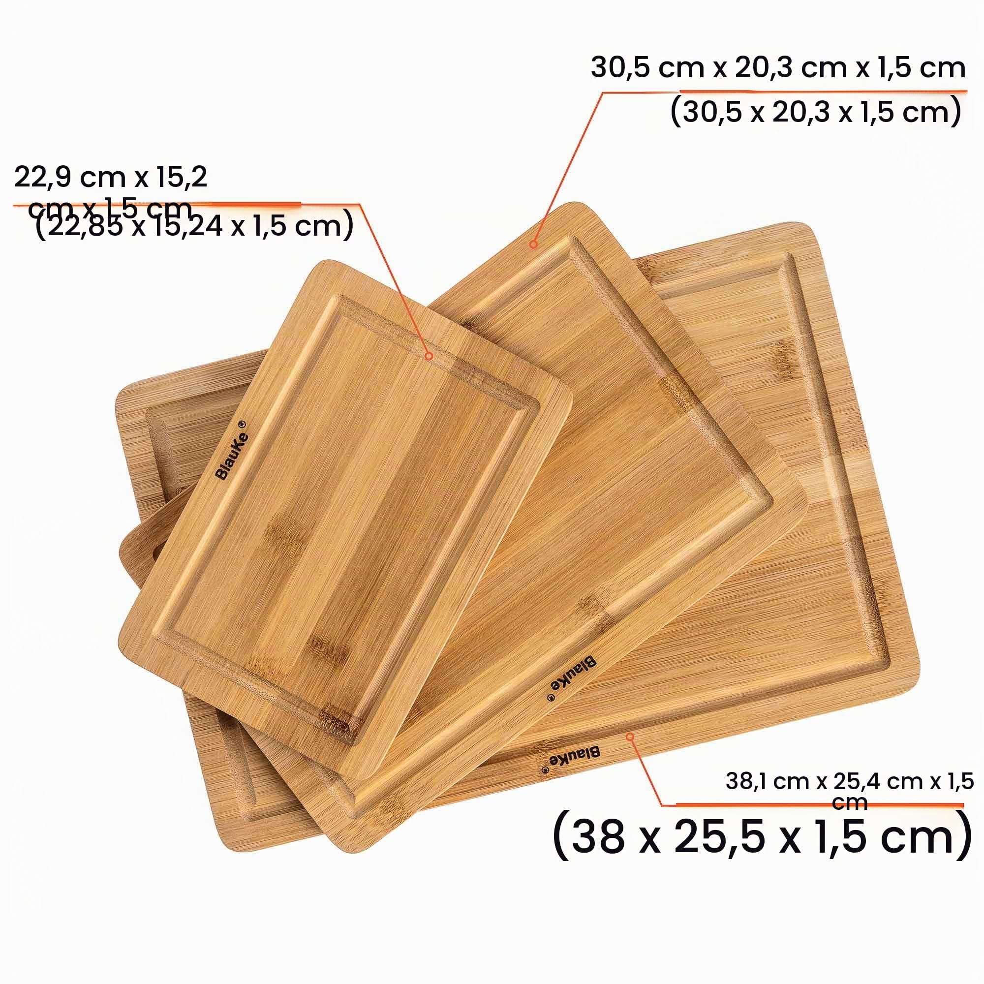Taglieri da Cucina In Legno Di Bamboo – Set 3 Taglieri per Cucina In Legno (Piccolo, Medio, Grande) – Tagliere da Cucina In Legno di Bambù con Scanalatura per Liquidi e Maniglie – Vassoio da Portata