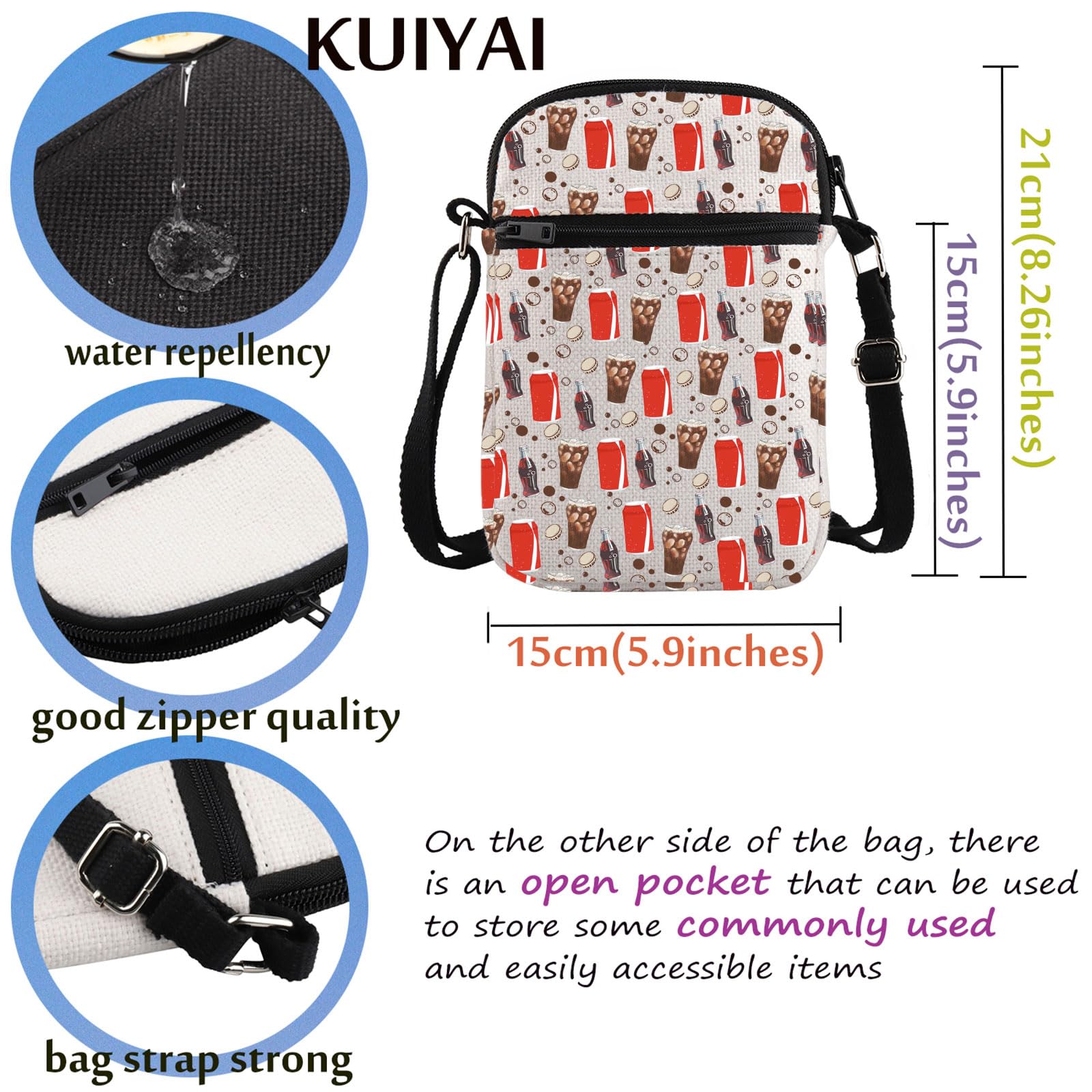 Drinking Gift Soda Lovers Crossbody Bag Soda Drink Addict Handle Bag Vodka Drinker Carry On Bag (PowerDietCokCross)
