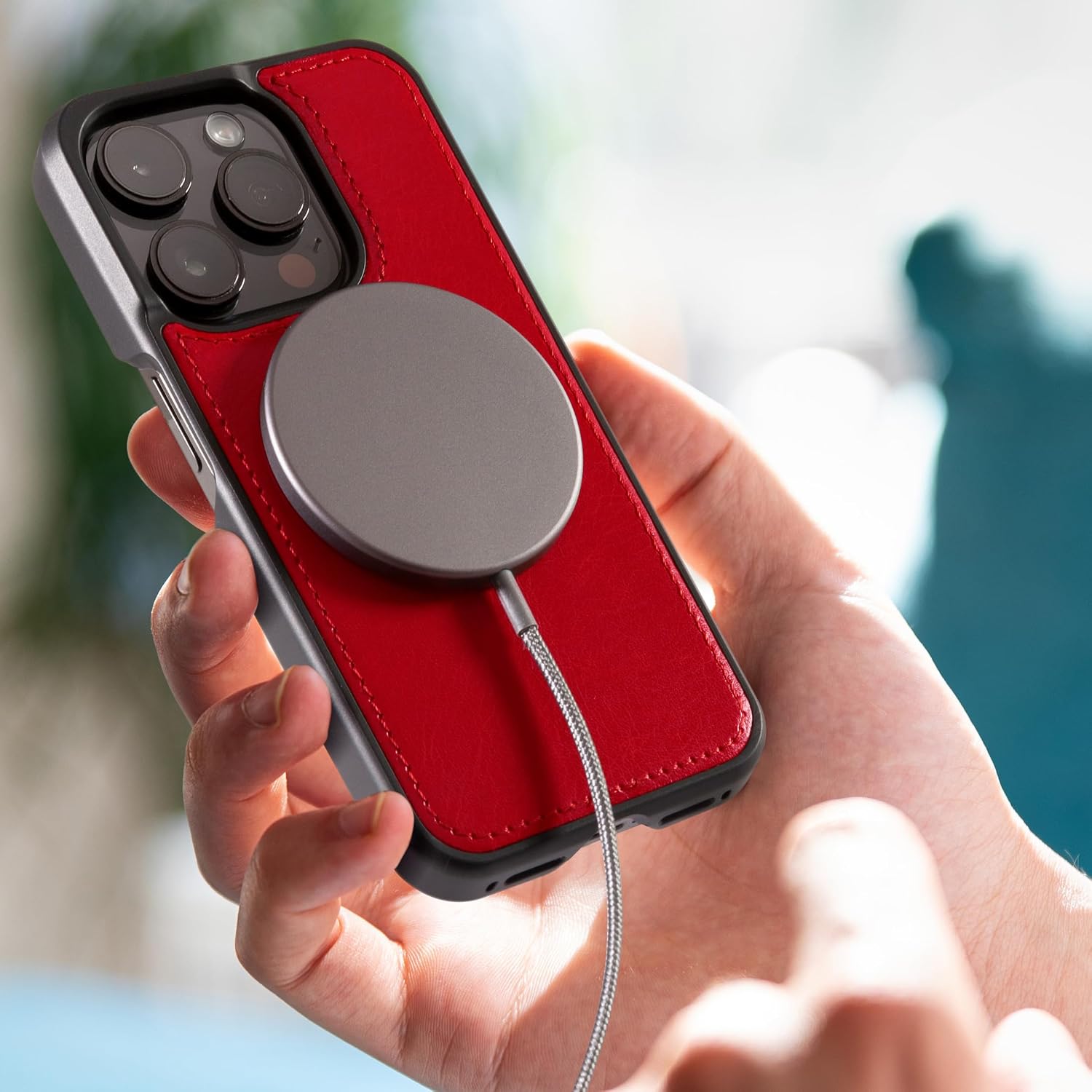 Dreem Empower Magnetic Wireless Charger Pad (Factory Seconds) – Compatible with MagSafe for iPhone 17/16/15/14/13/12 & Qi-Certified Devices – Premium Vegan Leather [RED] image 5