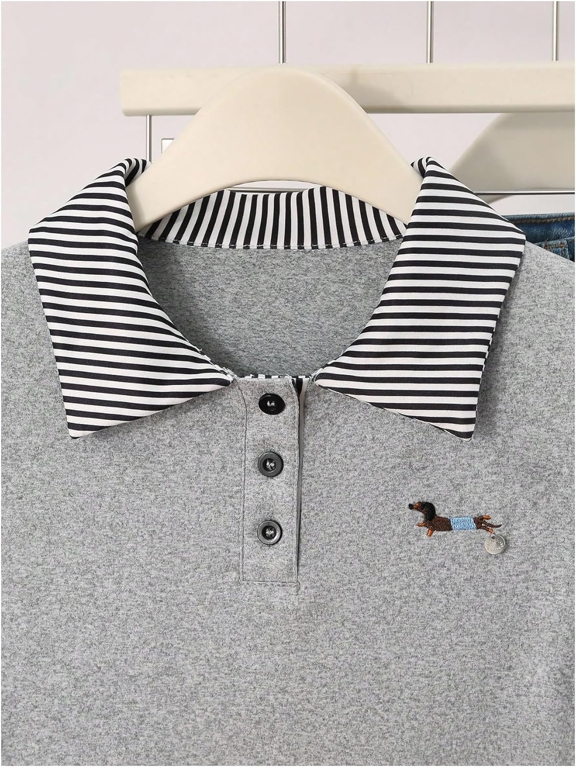 Women's Summer Ruched Short Sleeve T Shirts Striped Button Front Collared Casual Tops - Image 3