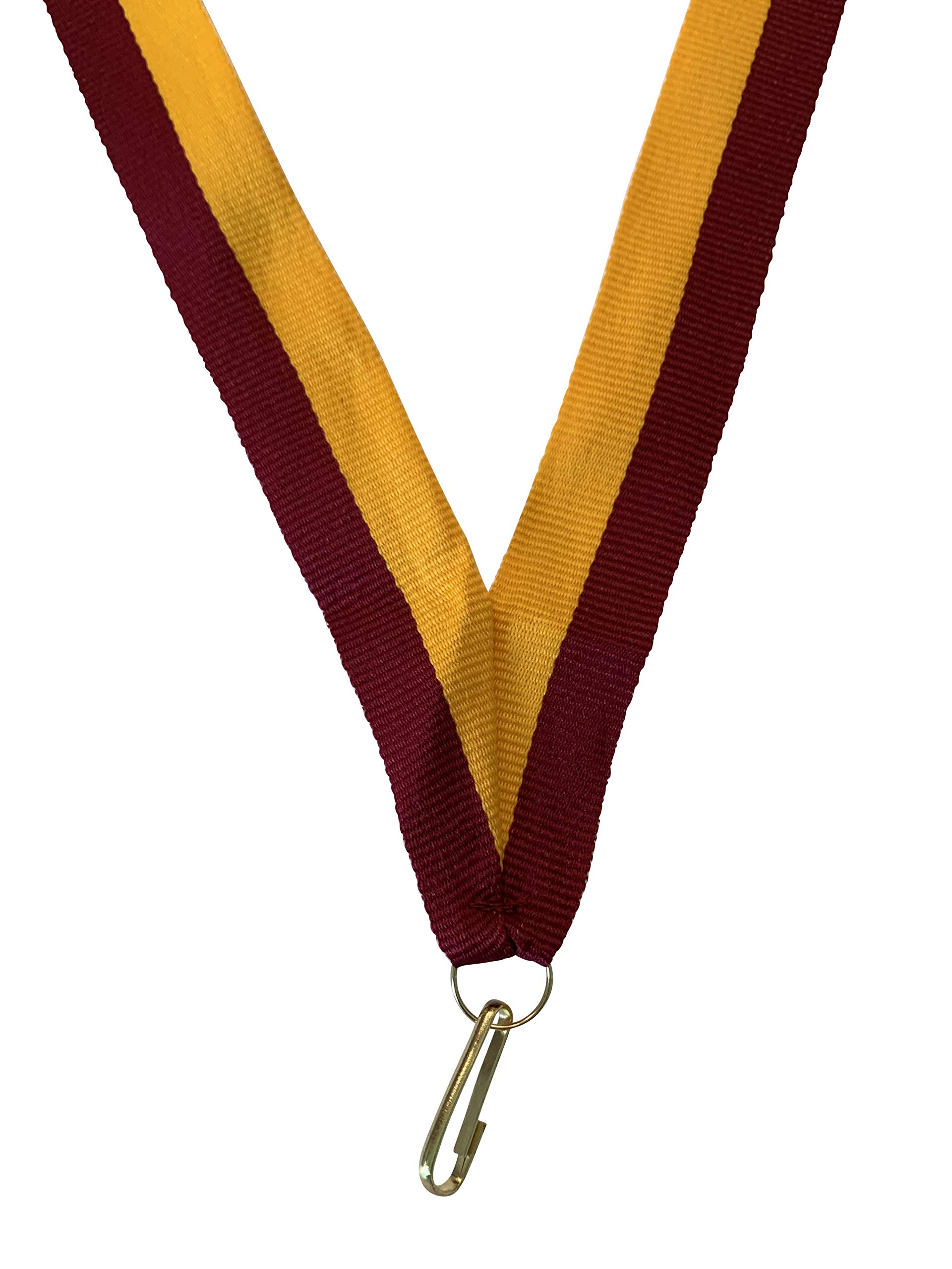 Express Medals Maroon and Gold Neck Ribbons for Medals with Snap Clips Flat Lanyard Award - (Pack of 100)