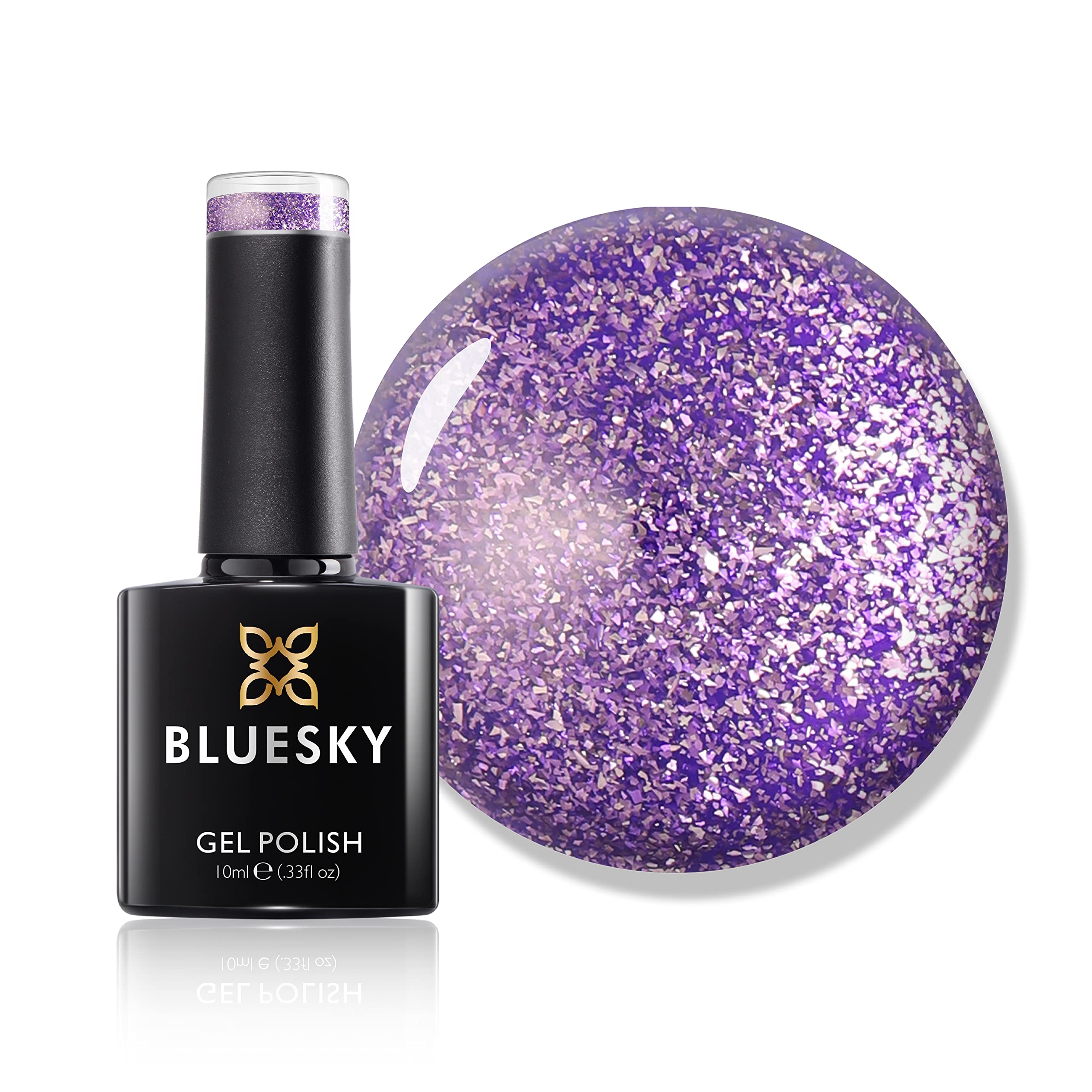 Bluesky Lakier żelowy, ametyst aura, Platinum14, rozpuszczalny żel lakier do paznokci, błyszczący, fioletowy, 10 ml