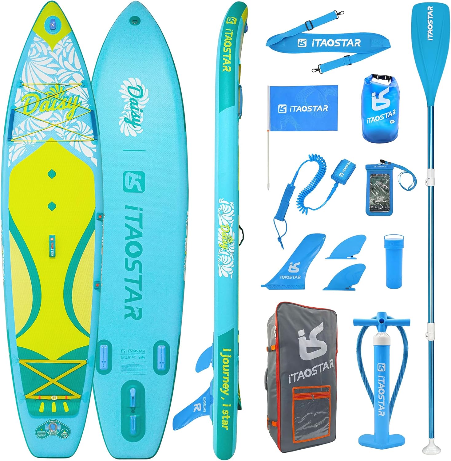 11’/10’6″ Inflatable Stand Up Paddle Board with Premium SUP Board Accessories, Adj Paddle, Anti-slip EVA Deck, 120L Travel Backpack w/Front Pocket | Blow Up Paddle Board for All Skill Levels