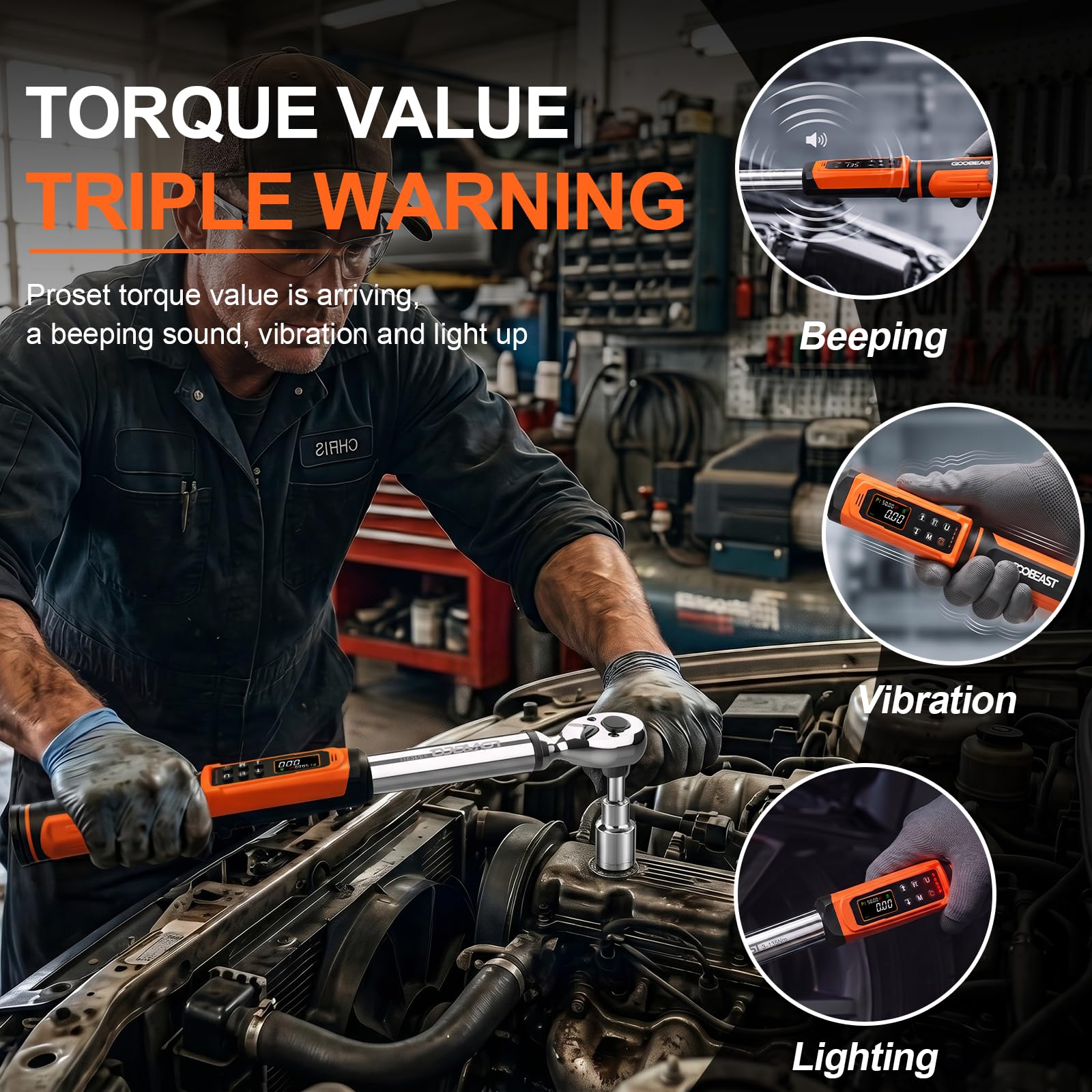coobeast Digital Torque Wrench, 3/8 Drive Electronic Torque Wrench