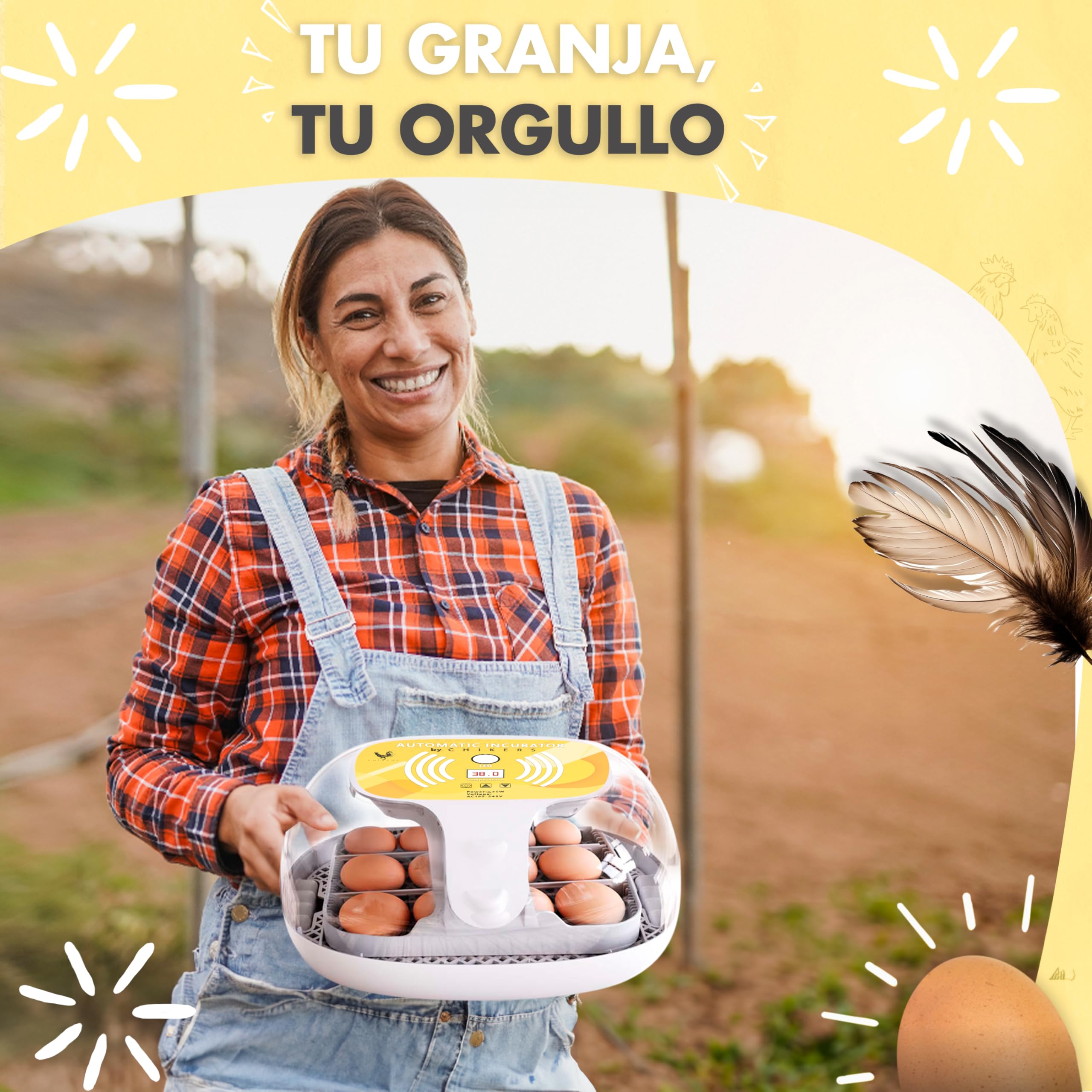 Incubadora Automática de Huevos Gallina, Aves y Pollos | para 12-35 Huevos | Rotación Automática y Control de Temperatura | Incubadora para Corrales y Uso doméstico | Nuevo Modelo 2025