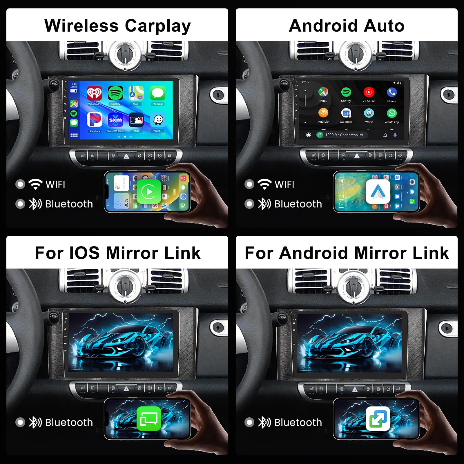 2GB 64GB Android Autoradio per Mercedes Benz Smart Fortwo 2011-2015 W451 Radio Carplay Wireless Android Auto, Hodozzy 9 Pollici Touch Screen GPS WiFi, Bluetooth FM/RDS, SWC, 2 Din Radio per Mercedes