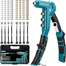 LIBRATON 9.5" Rivet Nut Tool, One-Handed Rivet Nut Gun, Hand Rivet Nut Tool Kit with 80PCS Threaded Rivet Nuts, 8PCS Interchangeable Mandrels, Metric M3-M6, SAE 6-32" to 1/4-20", with Carrying Case