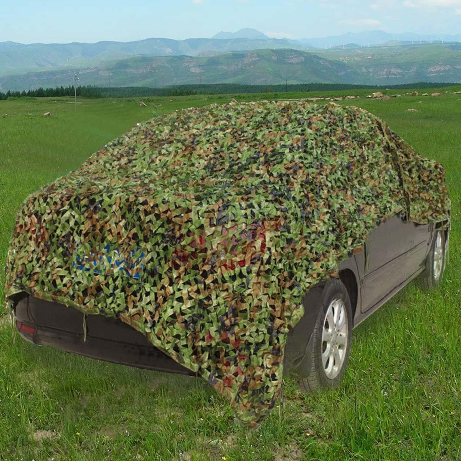 uflage Siatka do polowań i zastosowań wojskowych, wzmocniona siatka 7 x 12 m (23 x 39,4 ft) zacieniająca las, dekoracje kempingowe i imprezowe, pokrowce samochodowe, sprzęt dżungli.