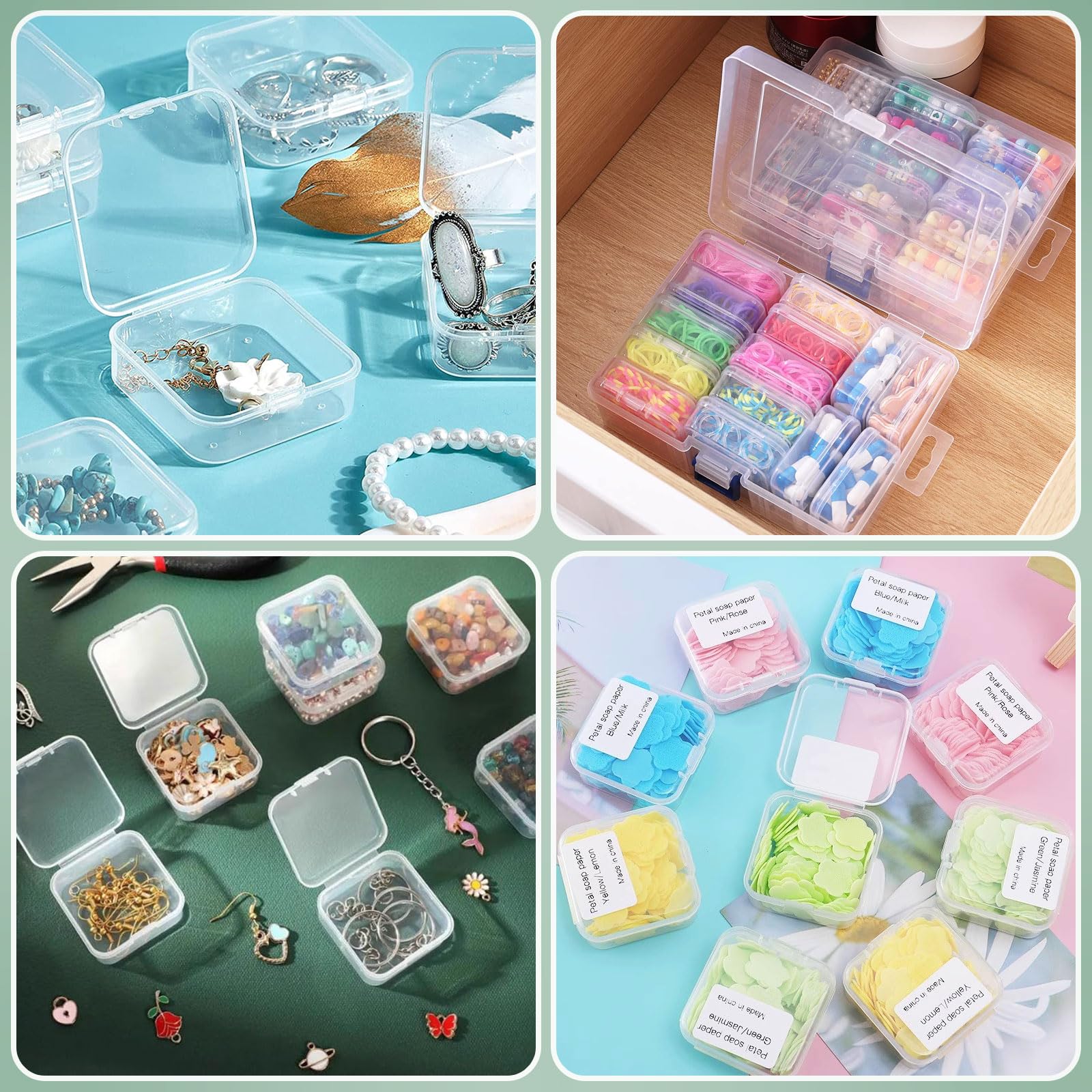 Furuising 28 Pièces Petite Boite Rangement Plastique De Perles, Mini Boite De Rangement Avec Couvercles,2 Set Transparent Caisse Rangement Pour Collecte De Petits Objets Bijoux Pilules Artisanat