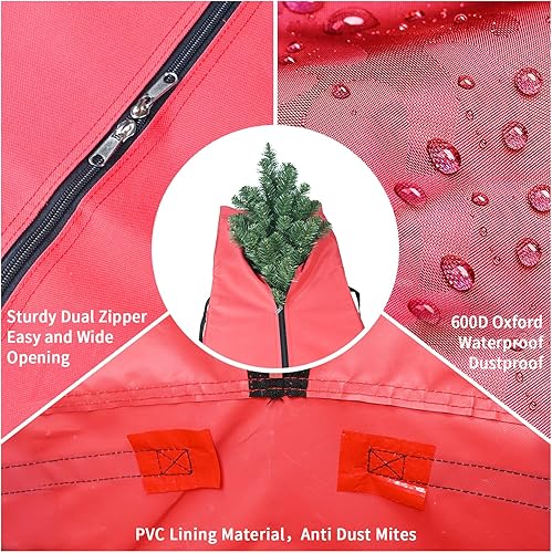 Miniatura 5 de leheyhey Bolsa de almacenamiento para árbol de Navidad de 9 pies, poliéster Oxford 600D duradero con revestimiento de PVC impermeable, cierre de