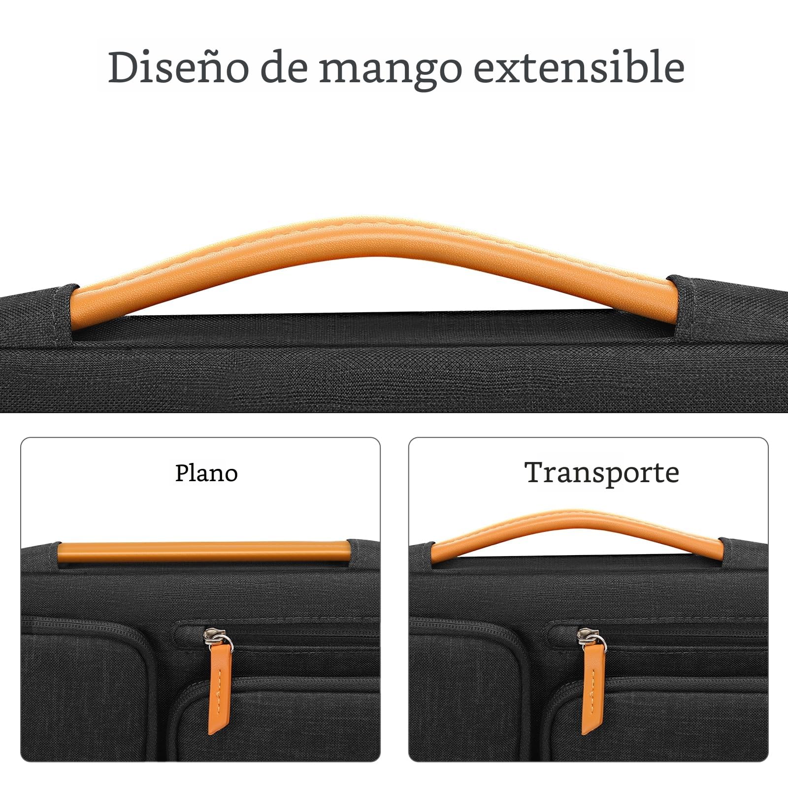 MOSISO 360 Funda Portátil 13,3 Pulgadas, 13 a 13,3 Pulgadas Laptop Bolsa Compatible con MacBook Air/Pro 13/Pro 14, HP Acer, Bolsa Lateral Abierta con 4 Bolsillos con Cremallera&Mango,Negro