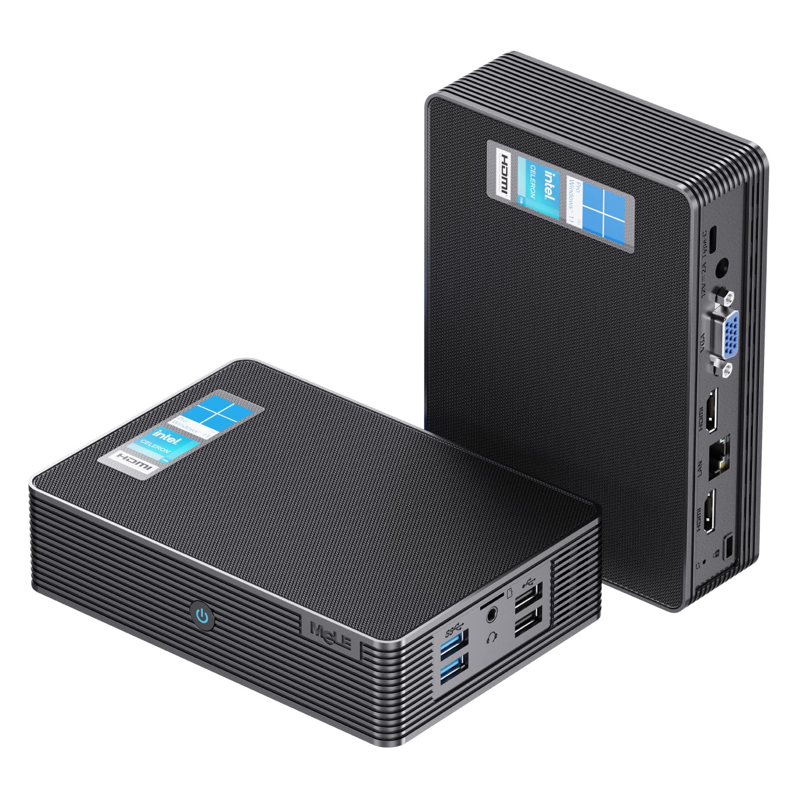 MeLE Fanless Mini PC QuieterHD3 N5105 Windows 11 Pro, 8GB RAM 128GB Mini Computer, WiFi6 BT5.2 Gigabit Ethernet, Support 4K UHD Triple Display, M.2 NVMe SSD, 2.5'' SATA HDD/SSD, Business Home PC