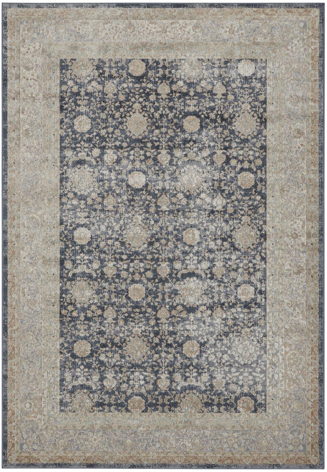 Nourison Home Malta Persian Navy 5'3" x 7'7" Area -Rug, Easy -Cleaning, Non Shedding, Bed Room, Living Room, Dining Room, Kitchen (5x8)OEKO-TEX STANDARD 100