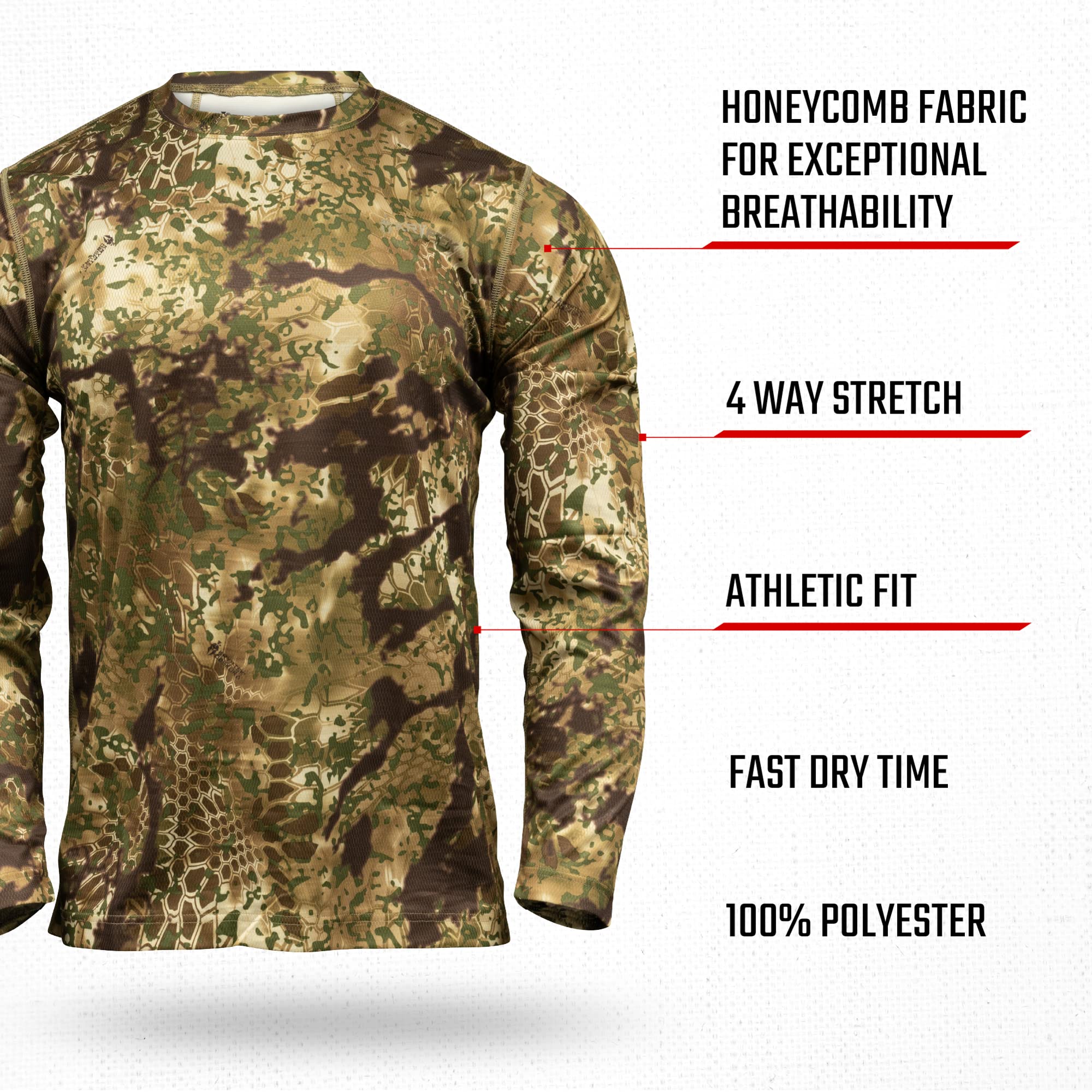 Kryptek Chemise standard Hyperion à manches courtes pour homme, légère, respirante, camouflage furtif, chasse et pêche, Highlander, taille M