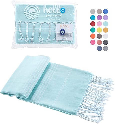 Hello Peshtemal Toalla de playa turca, prelavada, 100% algodón, suave, absorbente, de secado rápido, sin arena, toallas de baño de gran tamaño para