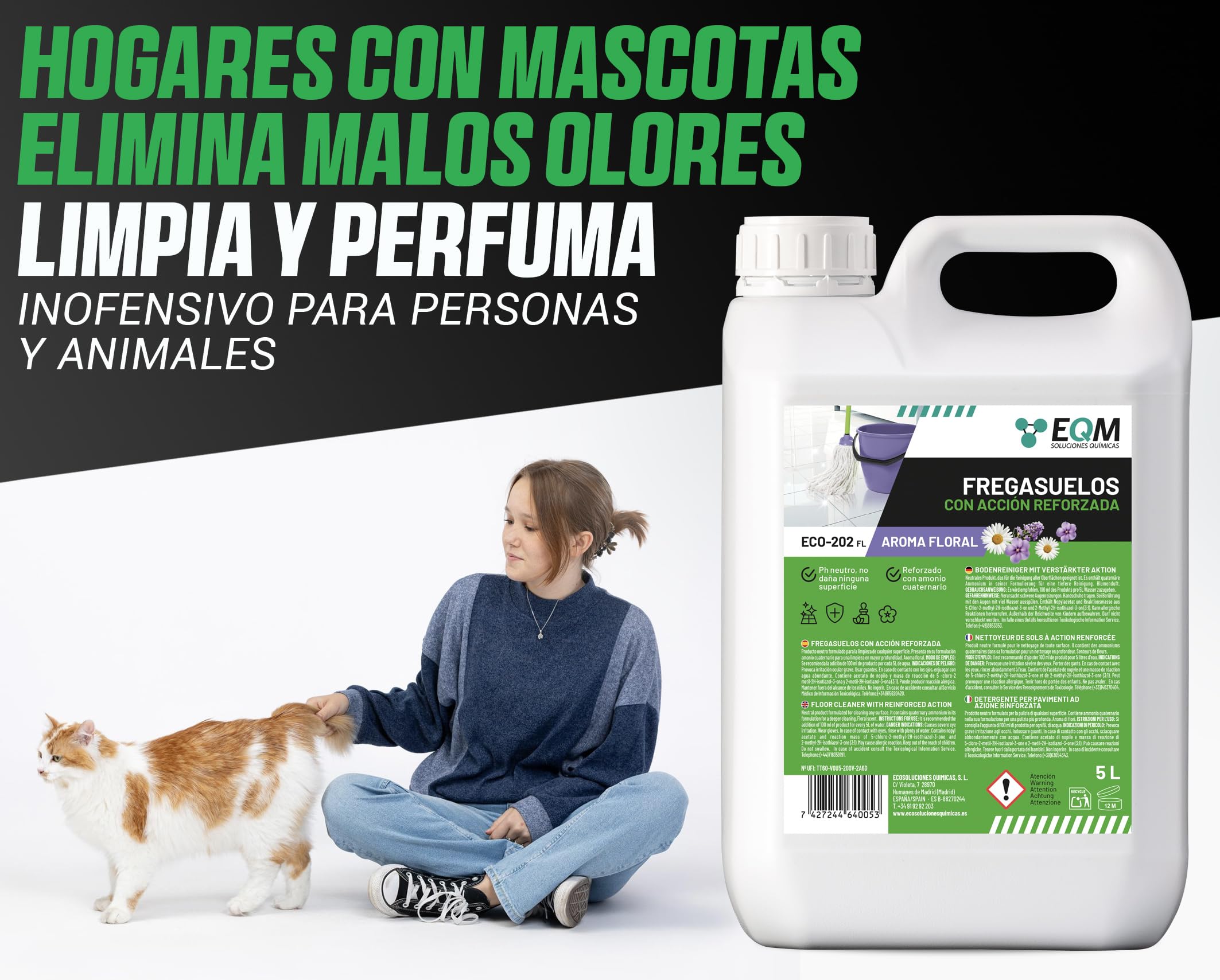 EQM ECO-202 Fregasuelos 5L Desengrasante Desodorizante
