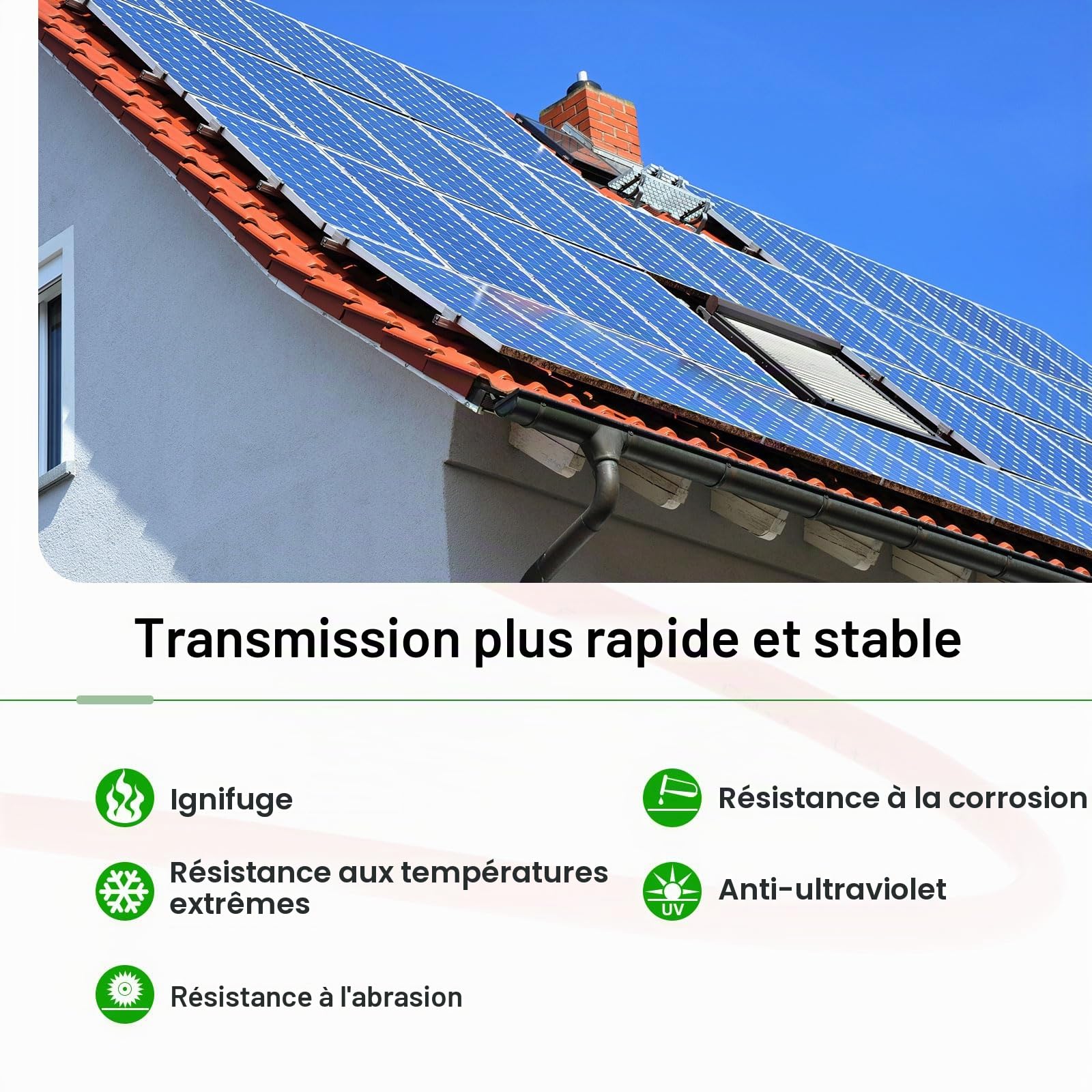 sourcing map Solaire Panneau Fil 10ft 8 AWG Solaire Câble Etamé Cuivre Fil