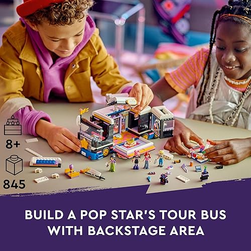 Miniatura 2 de LEGO Friends Pop Star Music Tour Bus Play Together juguete, juguete musical socioemocional con 4 personajes de mini-muñecas, kit de construcción de