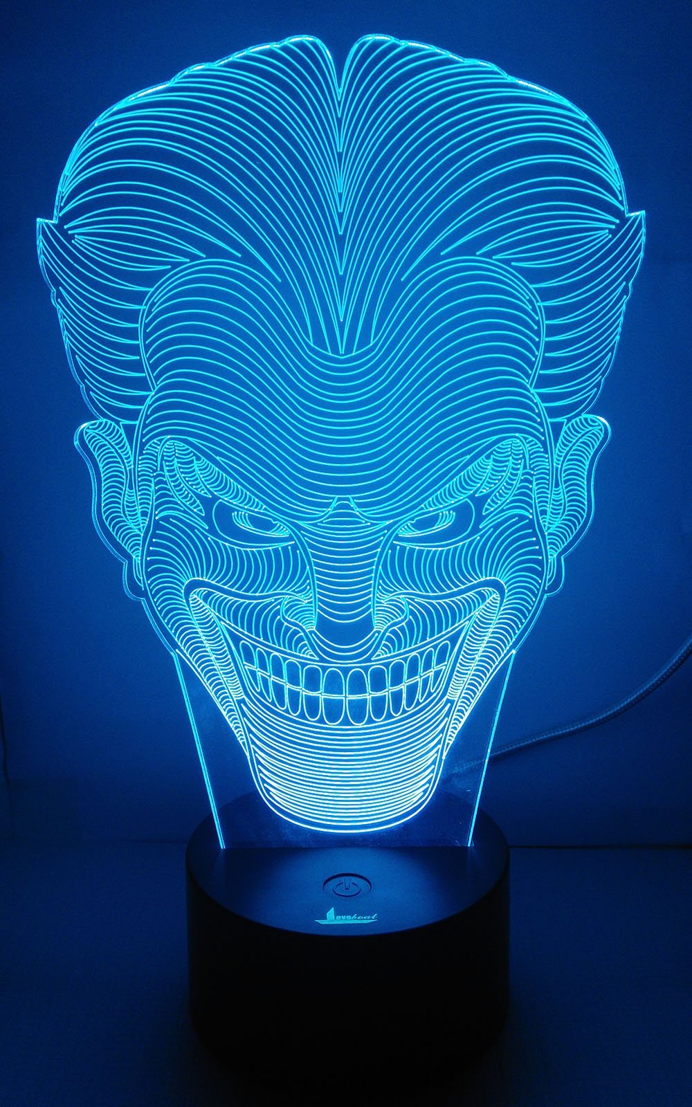 Loveboat 3D Glow LED Lamp - Optical Illusion 7 Color Changing Art Sculpture Light, Rechargeable, For Home Decor (Two Half Face Design) - View #7