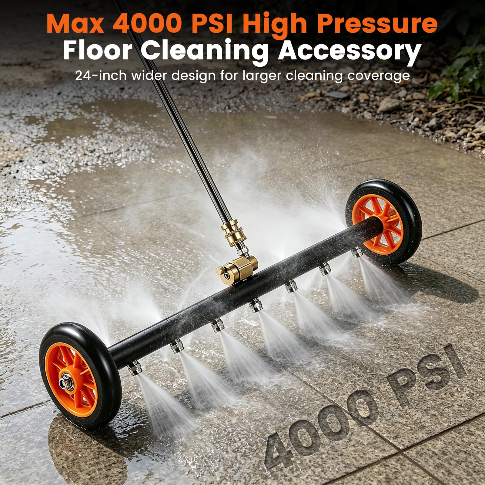 Accesorio para Hidrolavadora, Lavador Bajos Automóviles Accesorio Limpieza Bajos con 7 Boquillas, Ruedas Giratorias y 3 Varillas Extensión 4000 PSI Conexión Rápida 1/4" Doble Función 2 en 1