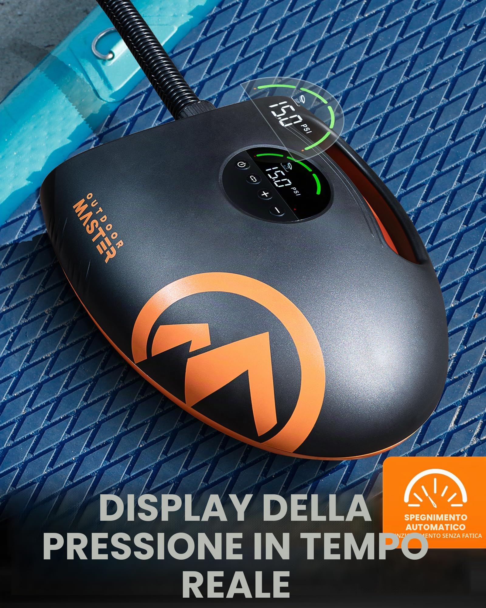 OutdoorMaster Shark 2S - Pompa elettrica da paddle board da 88,8 Wh, batteria ricaricabile per il gonfiaggio e sgonfiaggio di 6 SUP, pompa ad aria SUP da 20 PSI 12 V/15,8 V DC e ingresso Type-C