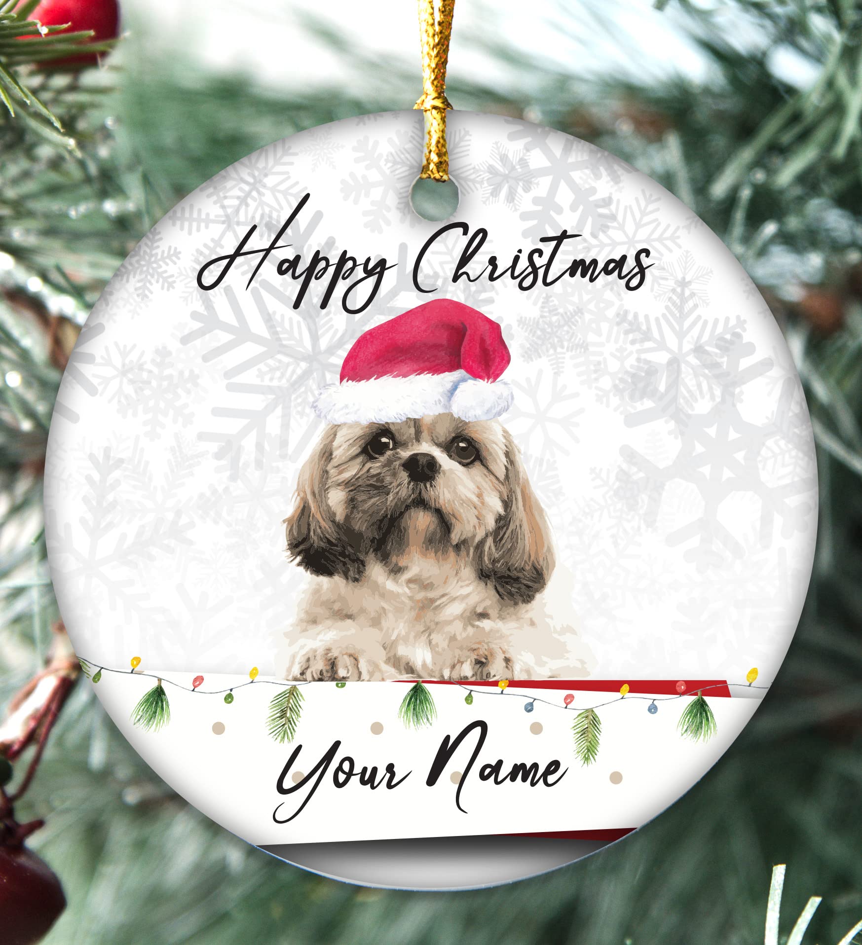 Handmade personalised Dogs Christmas Bauble Puppy Pet Xmas Gift Tree Decoration (Shih Tzu)
