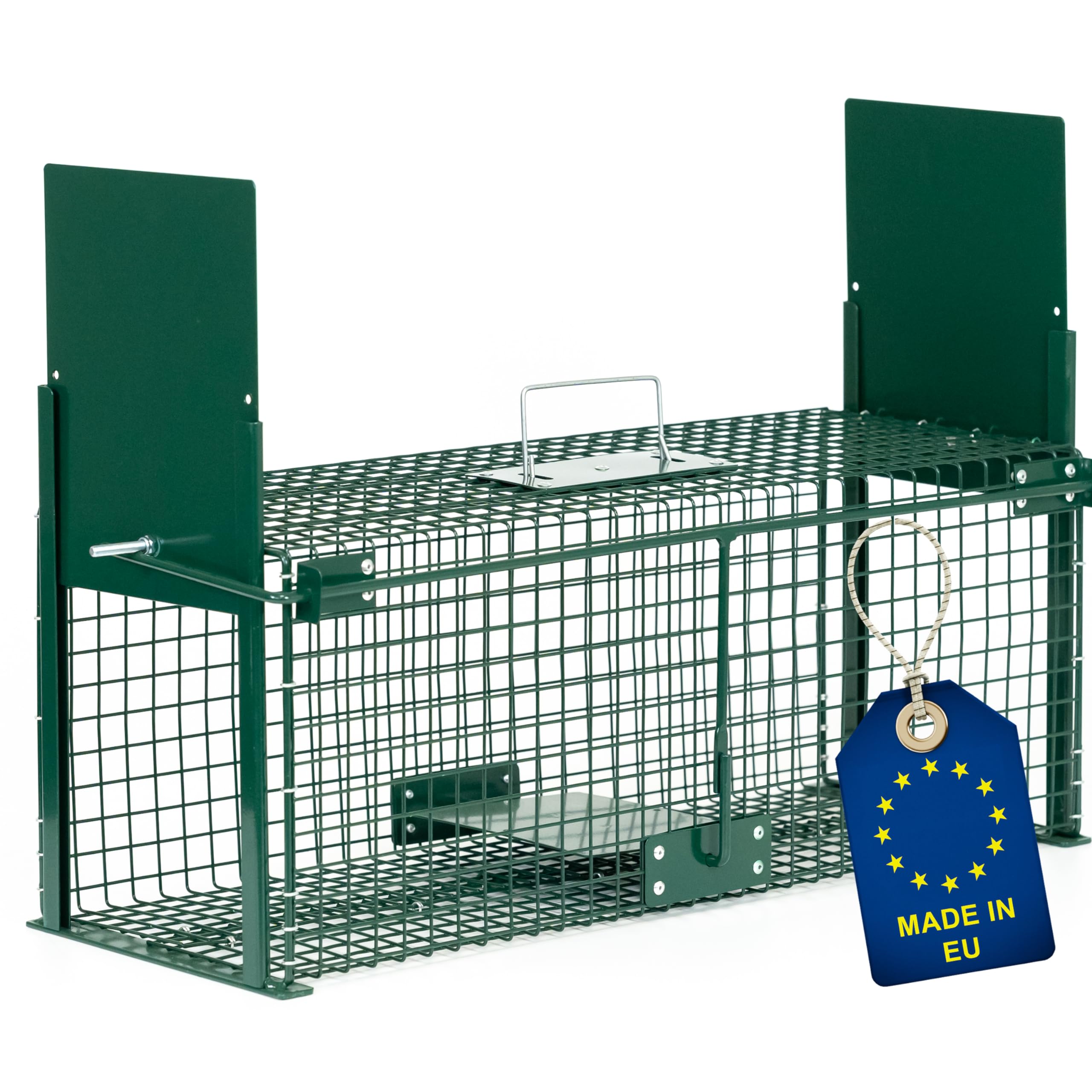 ITA Lebendfalle 5067 61x23x21 cm - Wetterfeste & Zuverlässige Falle für Ratten, Marder, Siebenschläfer und ähnlich große Tiere - Rattenfalle Marderfalle - Fertig Montiert, Bissschutz, Tragegriff