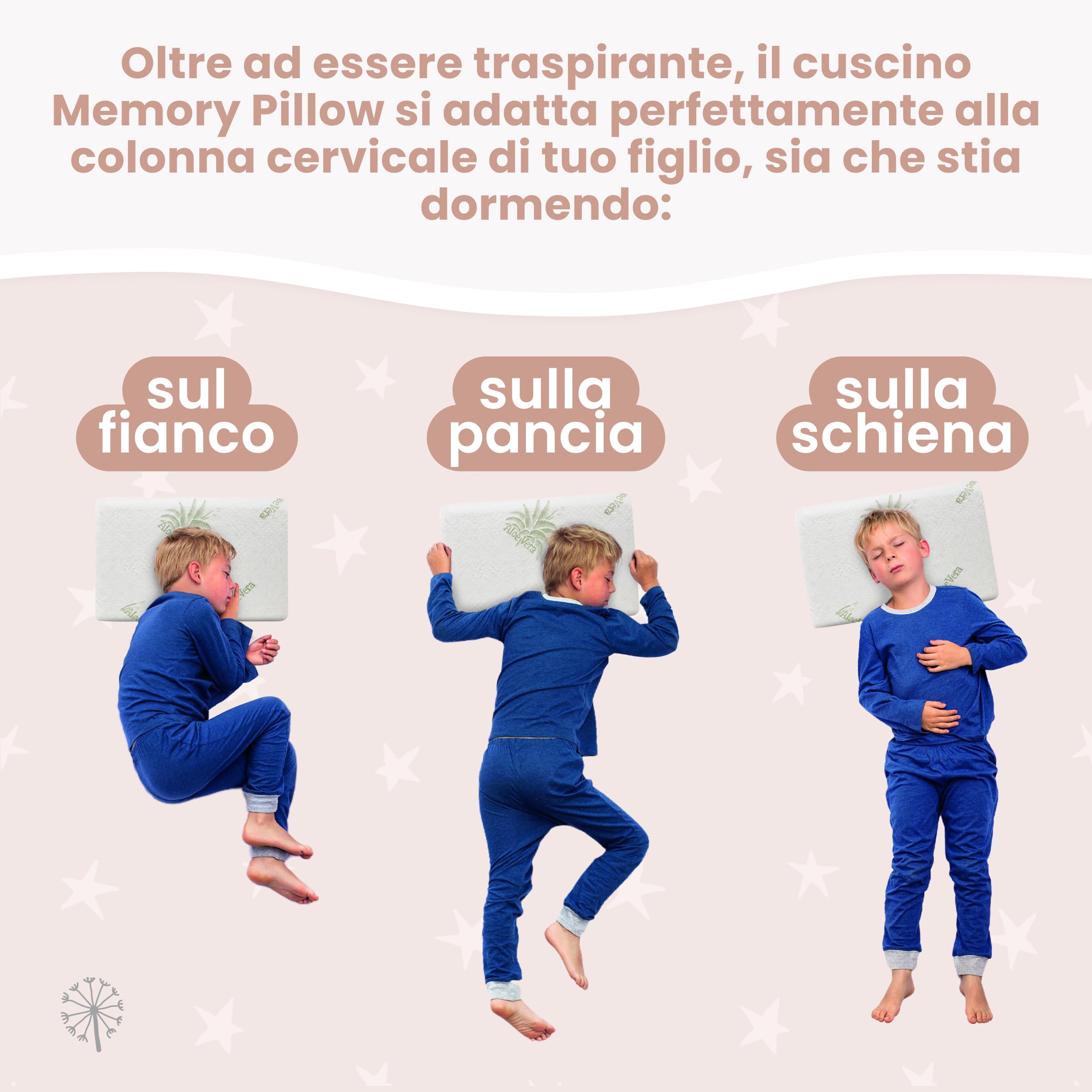 MIMUSELINA Cuscino Memory Foam Bambini 50x30x5,5 cm | Cuscino Antisoffoco Neonato in Schiuma Viscoelastica Traspirabile | Cuscini letto e Culla con Rivestimento Aloe Vera Sfoderabile e Lavabile
