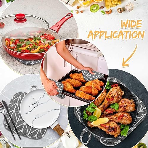 Miniatura 6 de Layhit 24 soportes para ollas de cocina, resistentes al calor, almohadillas calientes para horno, cuadradas, de algodón, con bucles para colgar,
