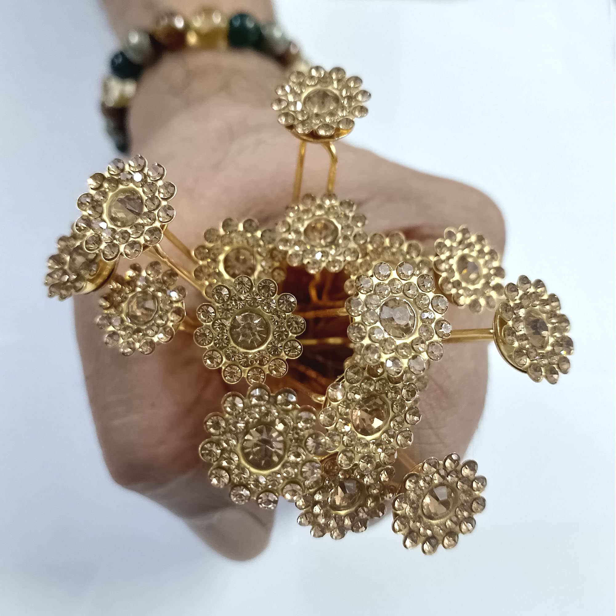 PRODUCTMINE® Bridal Hair Bun Pin Accessories/Fancy Golden Juda Pins with Golden Rhinestone for Women and Girls - Set of 16 PCs (B0C3F26WYP) Amazon Price History, Amazon Price Tracker