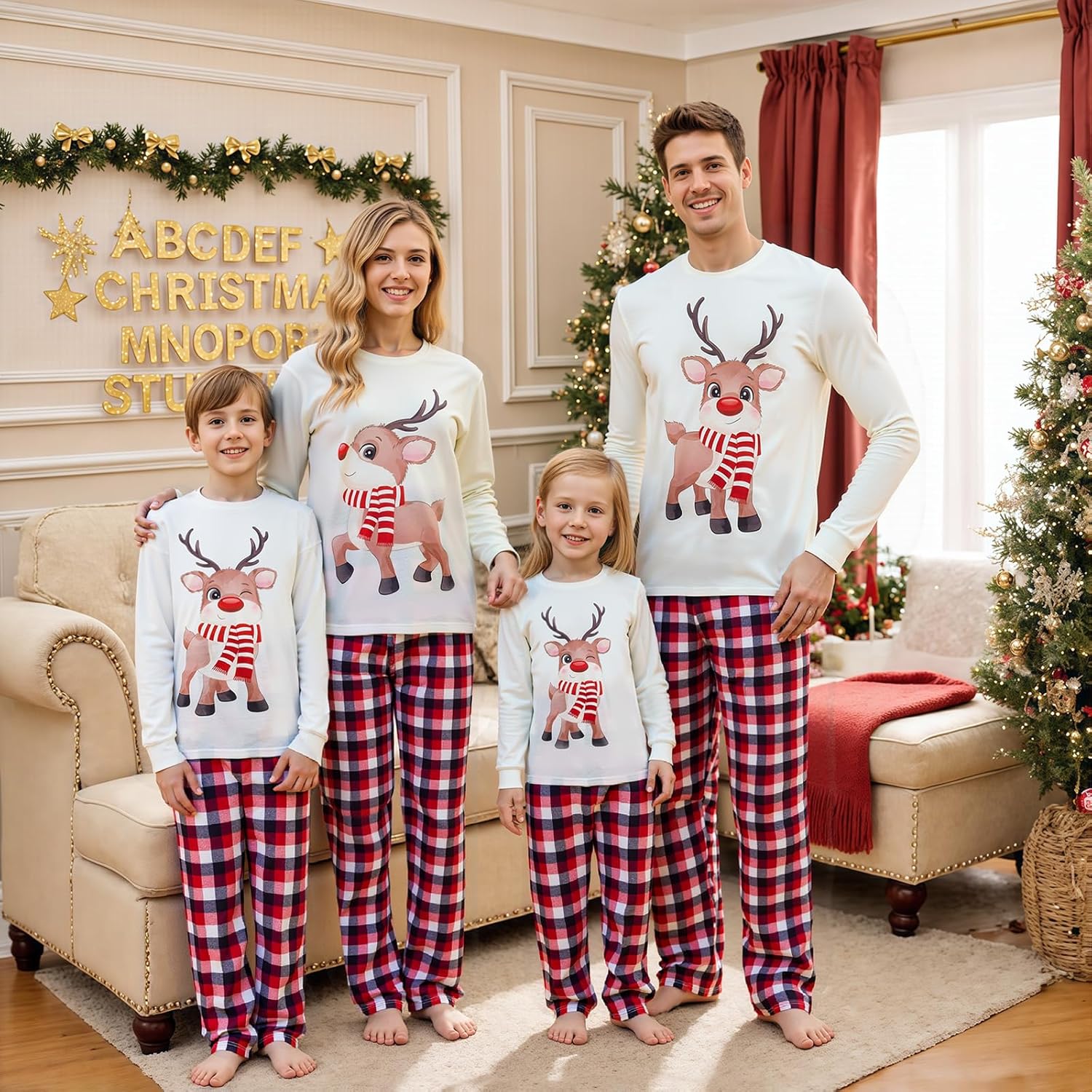 Pijamas de Navidad para Familia OAKFashion, conjunto de pijamas de