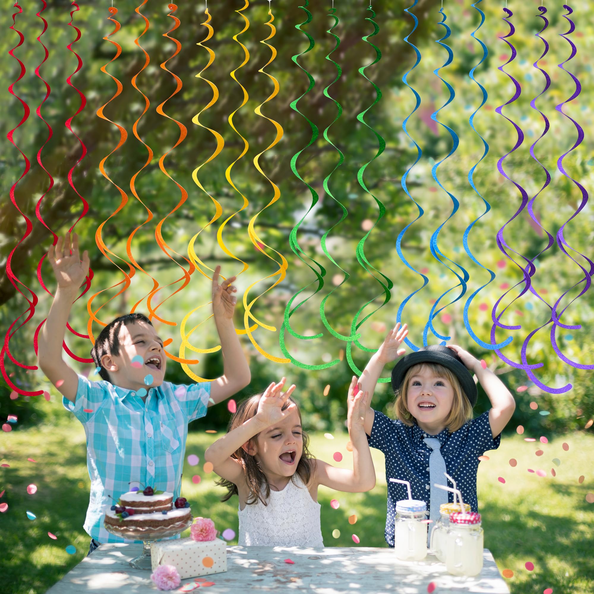 36Pcs Groovy Party Hanging Swirls - Retro Hippie Boho Decor With Flower & Butterfly Cutouts