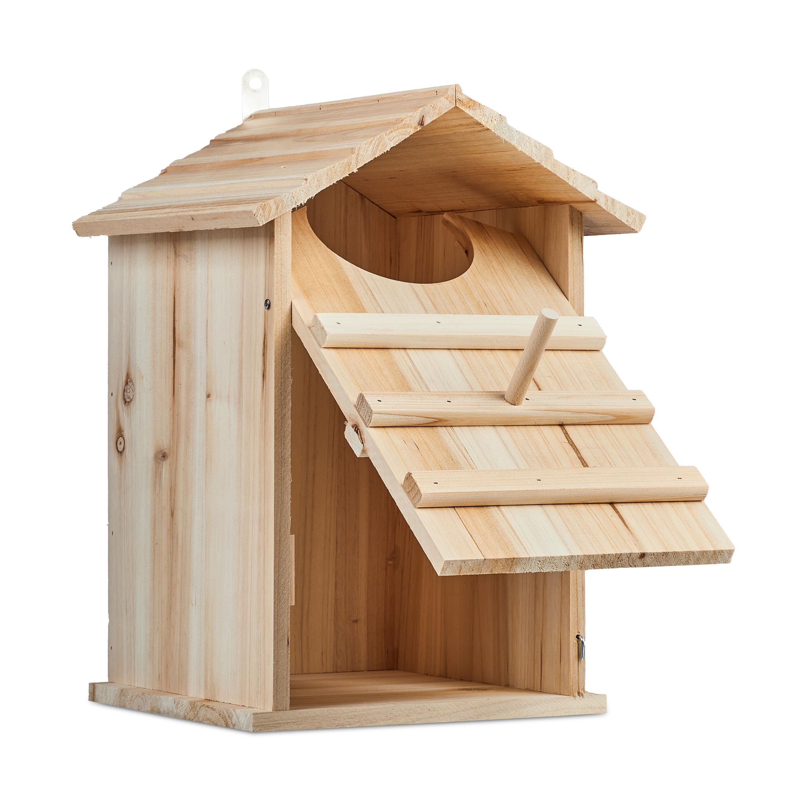 Relaxdays Nichoir d’extérieur pour Chouettes, en Bois, à Suspendre, Trou d’envol H x L : 9,5 x 9,5 cm, Nature