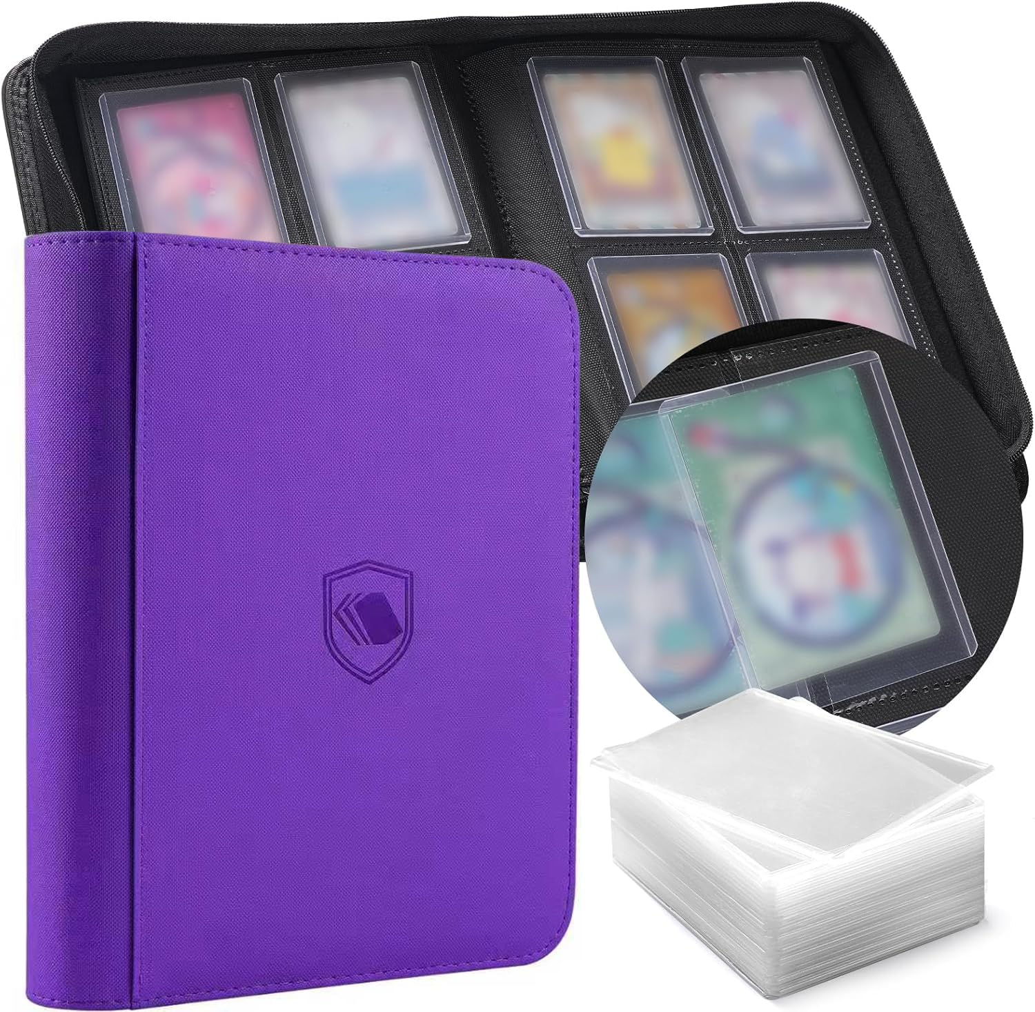 Top Loader Binder 4 Pocket, Holds 160 Toploaders, 100 Toploaders INCLUDED