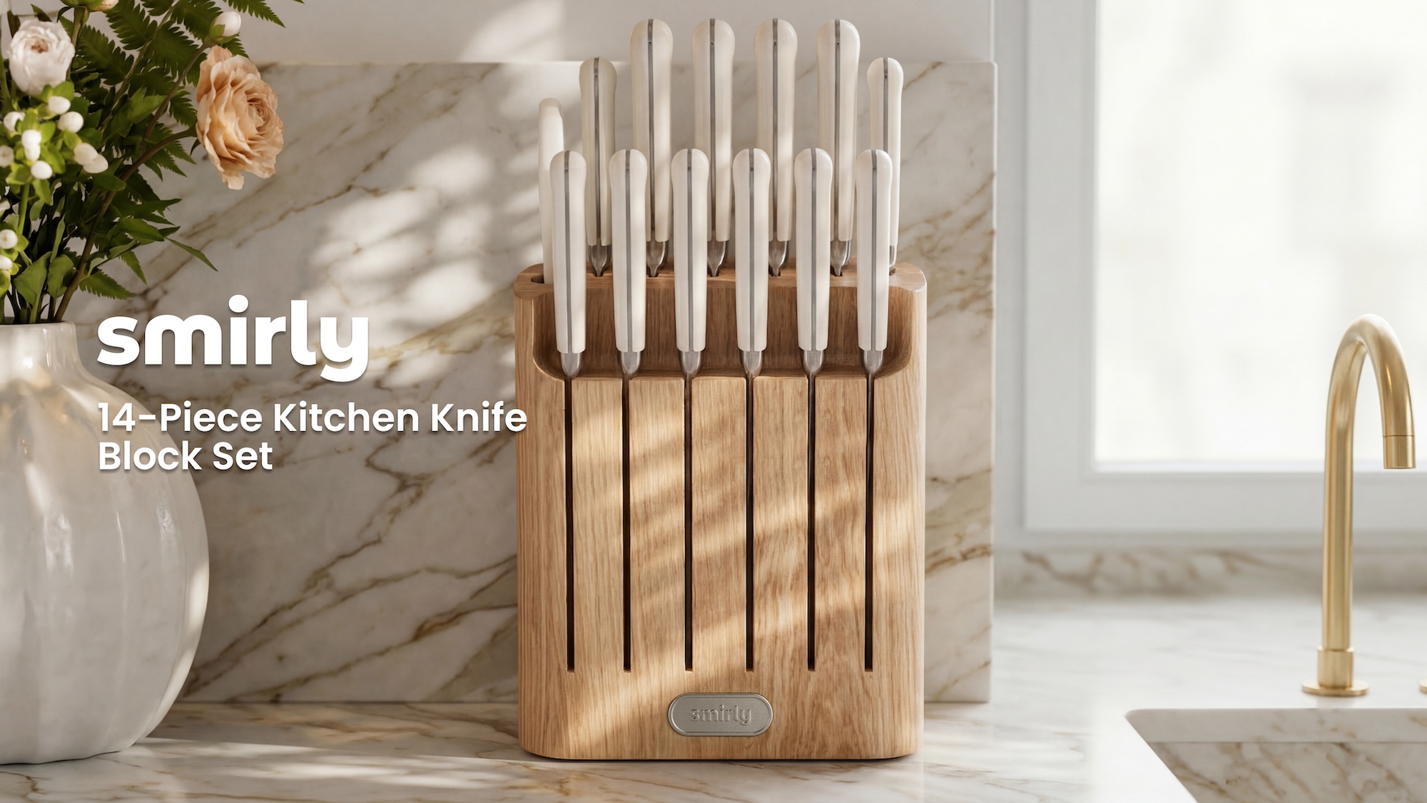 Amazon.com: SMIRLY 14-Piece Kitchen Knife Set with Block, Razor