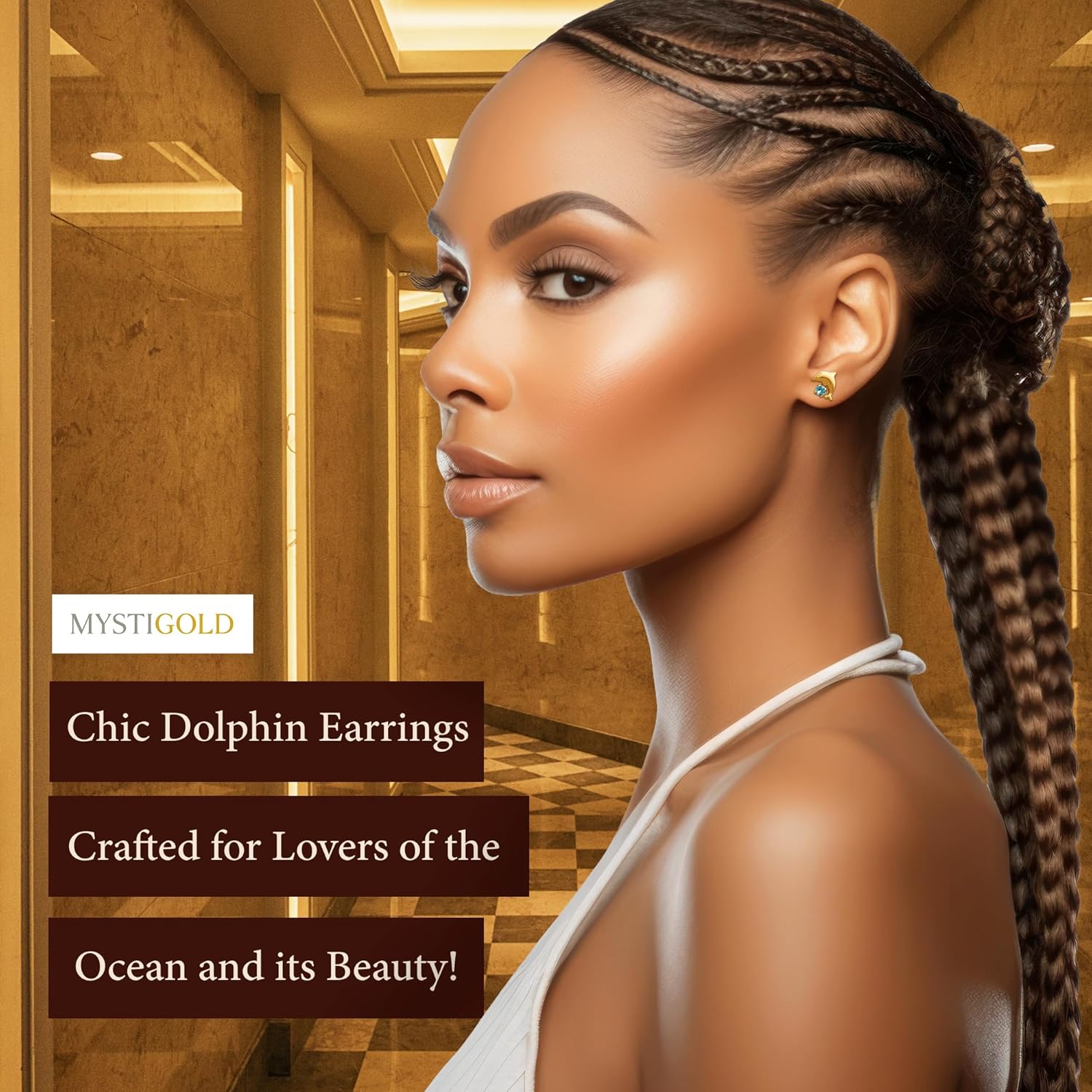 Sterling Silver Dolphin Earrings - Hypoallergic Sterling Silver Plated Rhodium or 18K Gold Plated - Statement Earrings for Women and Girls - Summer and Hawaiian Themed