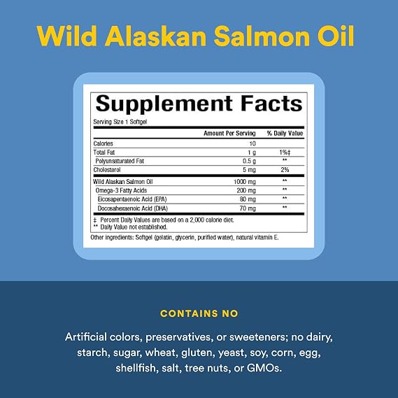 Natural Factors Wild Alaskan Salmon Oil 1,000 mg with Omega-3, 180 Softgels