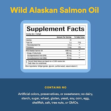 Natural Factors Wild Alaskan Salmon Oil 1,000 mg with Omega-3, 180 Softgels